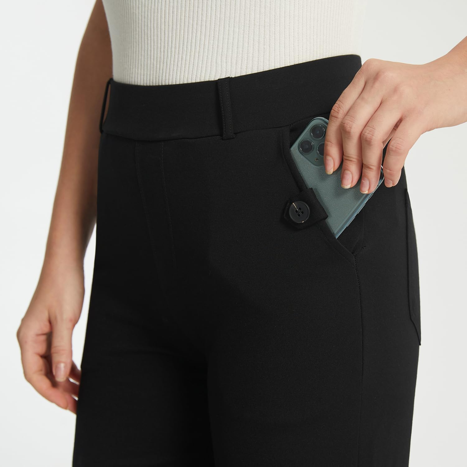 AFITNE Women's High Waist Yoga Dress Pants - Stretchy Pull On Business Casual Ankle Pants for Work, Office & Yoga - Comfortable Professional Trousers for Women