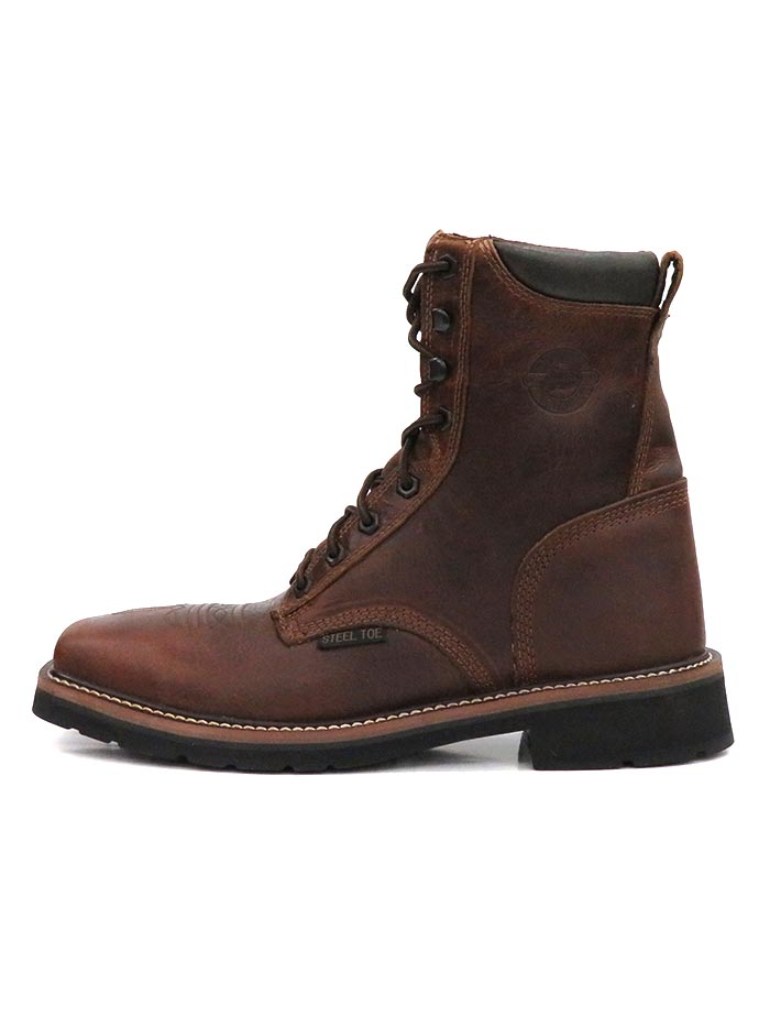 Justin WK682 SE682 Men's Stampede Steel Toe Work Boots - Rugged Tan Leather Lace-Up Safety Shoes for Construction & Outdoor Work