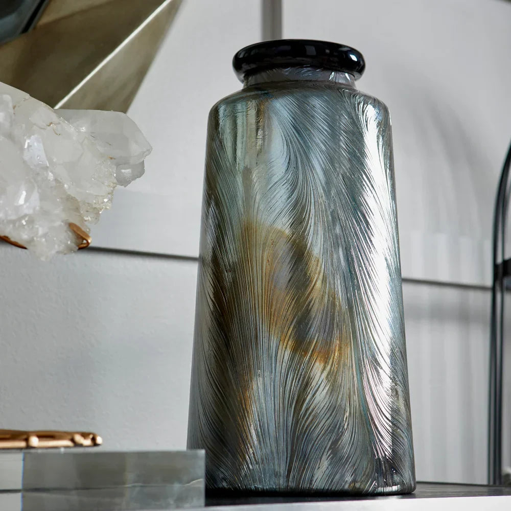 Cyan Design 10451 Cypress Glass Vase - Modern Home Decor in Damascus Grey - Perfect for Centerpieces, Wedding Decor & Living Room Accents (Open Box)