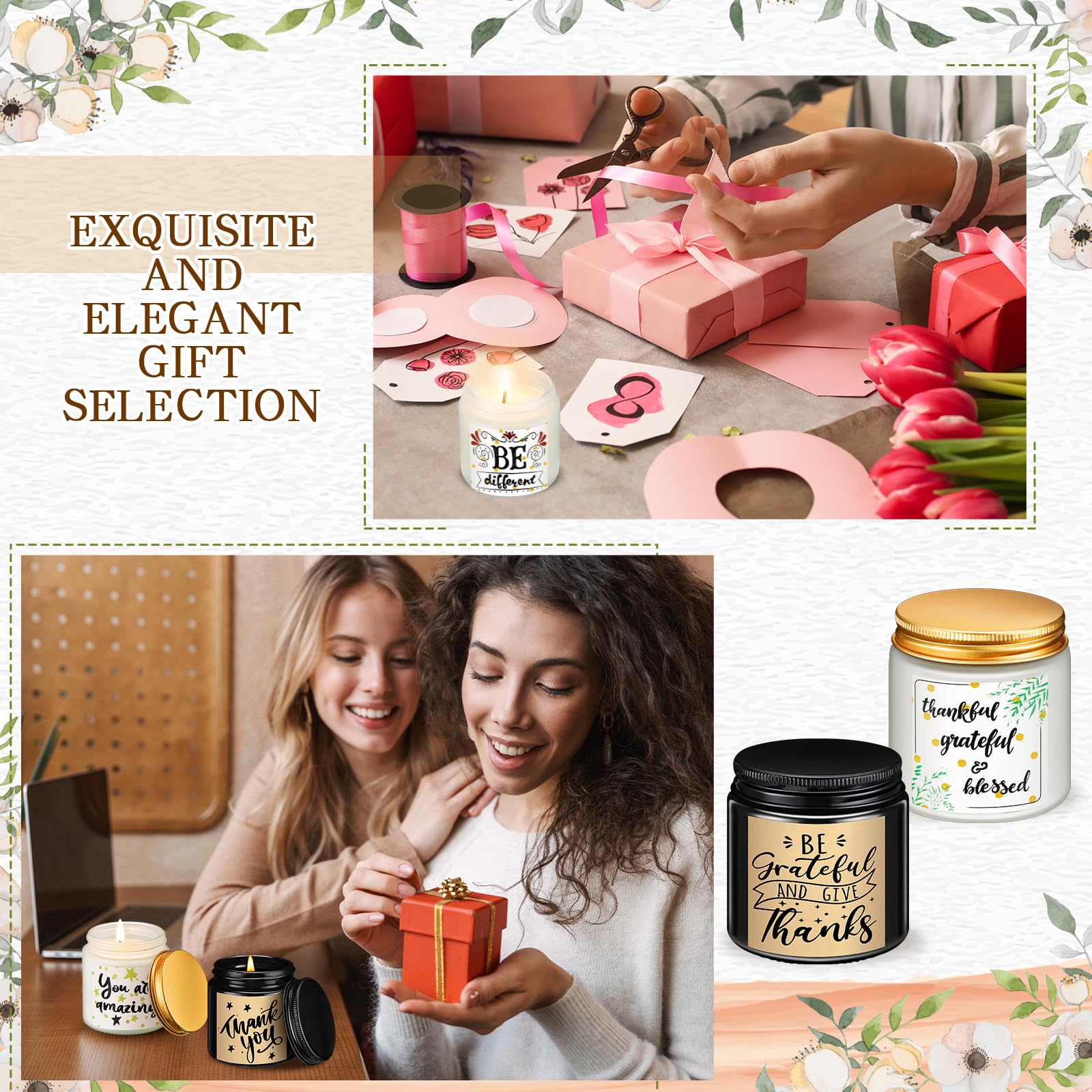24-Pack MTLEE Scented Soy Wax Candles in Amber & White - 8 Fragrant Varieties for Baby Showers, Birthdays, Weddings - Perfect Thank You Gifts for Mom, Teacher, Coworker, Nurse & Employee Appreciation | Home Decor & Relaxation Aromatherapy