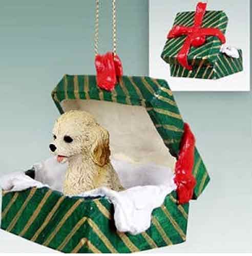 Cockapoo Christmas Ornament Gift Box - Adorable Blonde Dog Decor for Holiday Tree & Pet Lover Presents