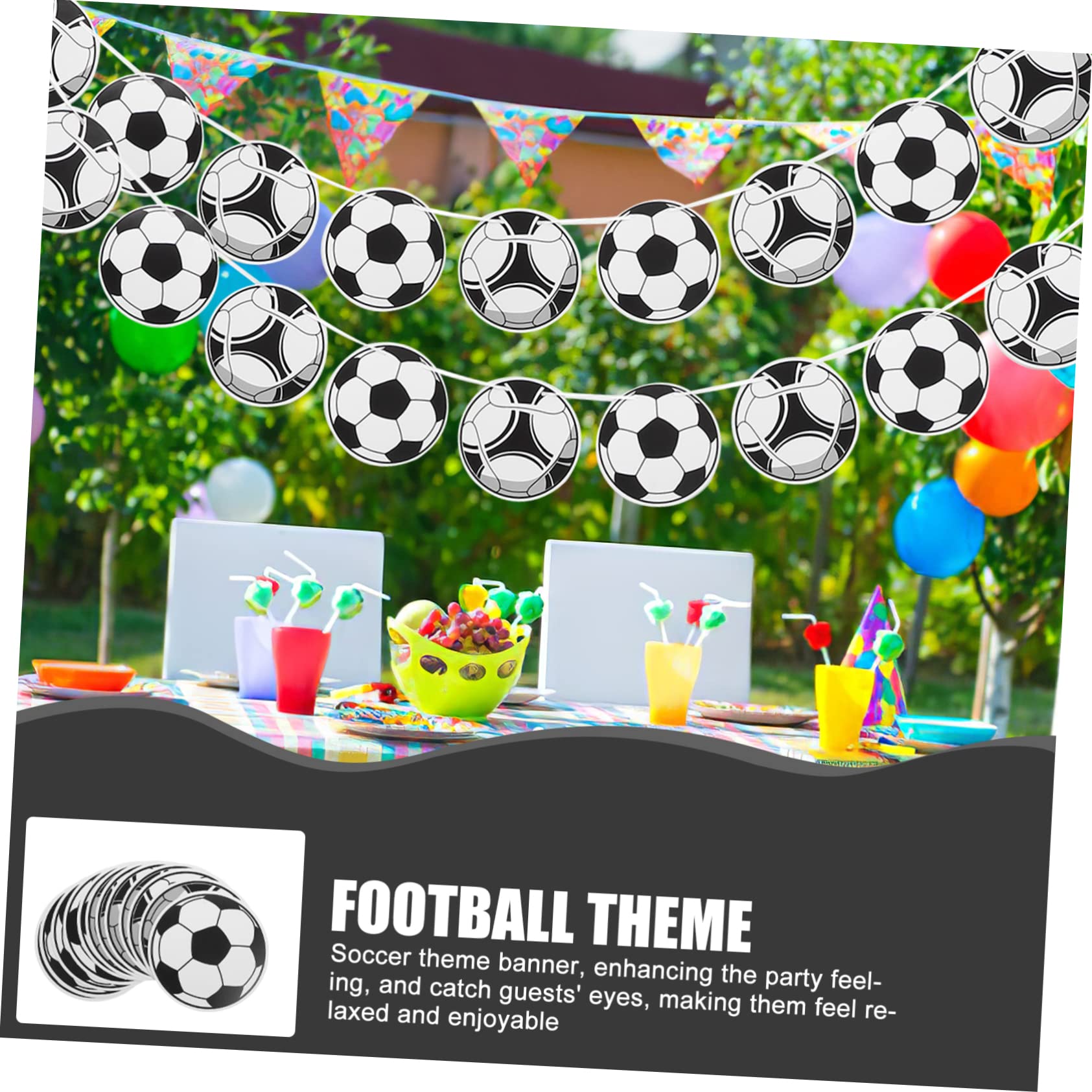 KONTONTY 5-Piece Soccer Party Banner Set - Lightweight Paper Bunting Decorations for Soccer Birthday, Game Day & Sports Themed Parties - Perfect for Indoor/Outdoor Celebrations & Team Events