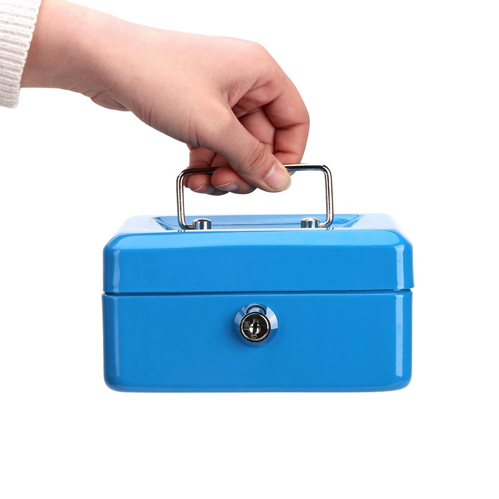 Secure Cash Box with Money Tray & Key Lock - 6