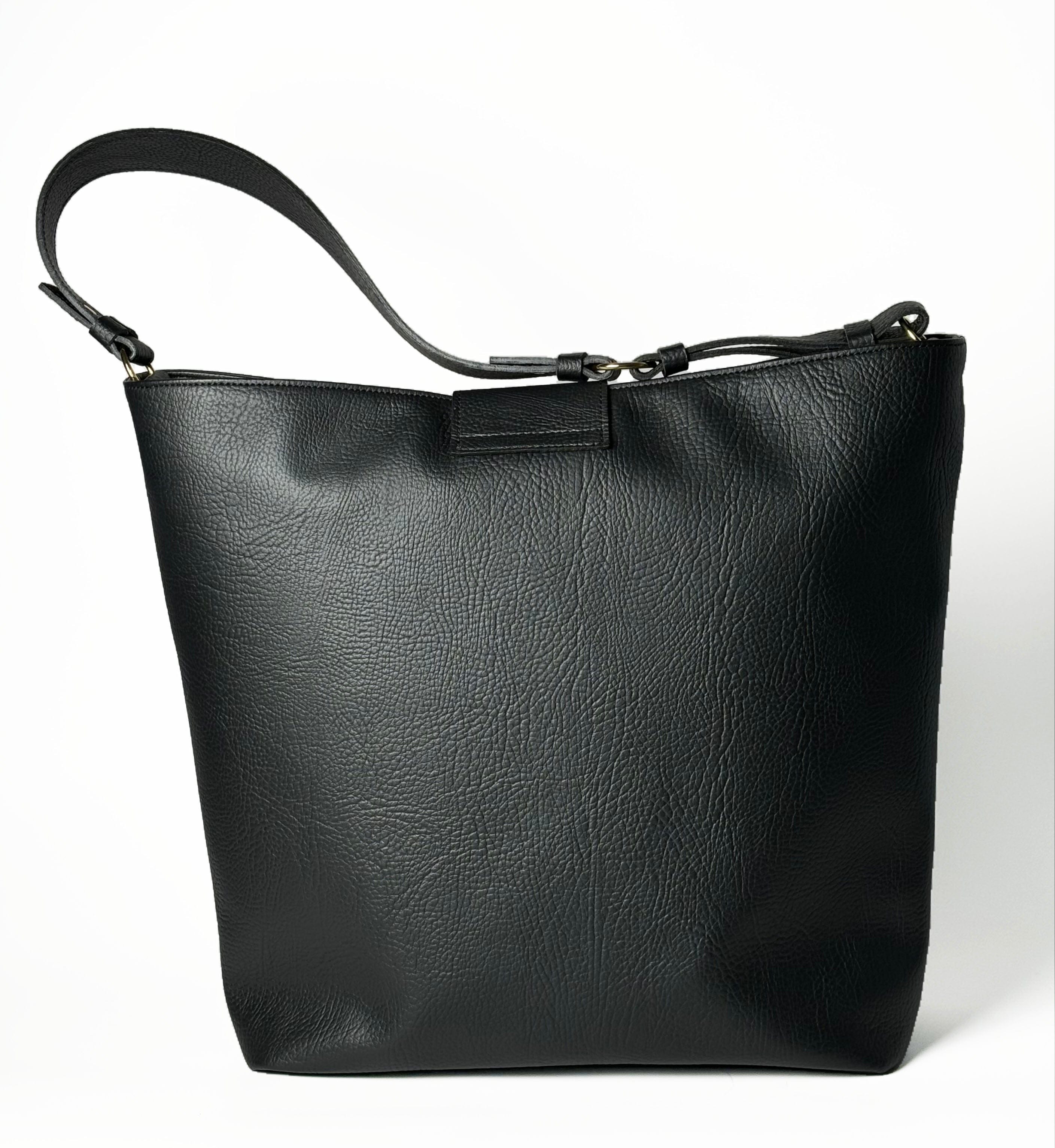 Stella Apple Leather Tote Bag for Women - Stylish Black Handbag for Work, Travel & Everyday Use