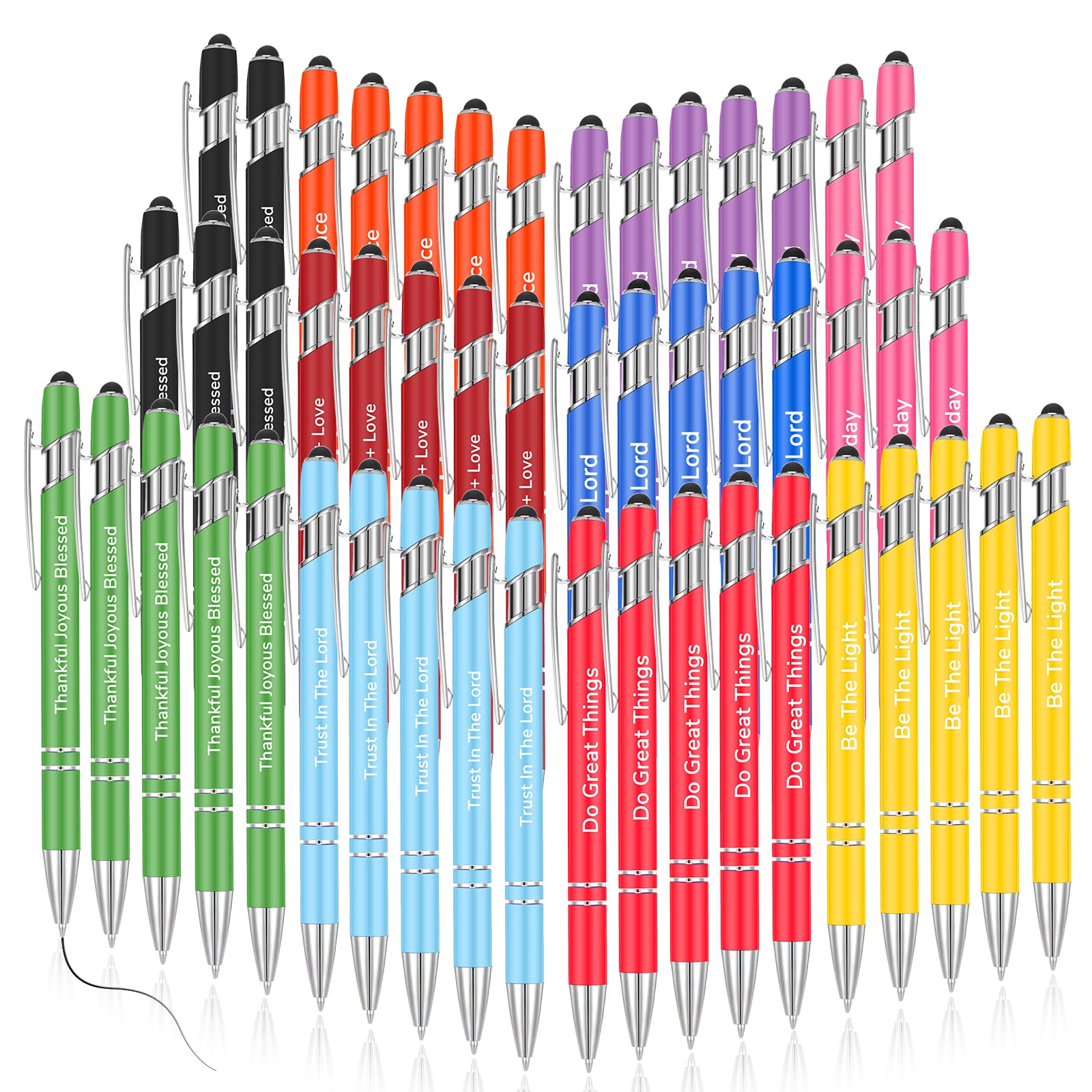50 Pack Christian Stylus Ballpoint Pens with Bible Verses - Inspirational Quote Pens for Office, Motivational Gift Pens for Colleagues & Coworkers - Black Ink Pens for Bible Study, Journaling & Office Supplies