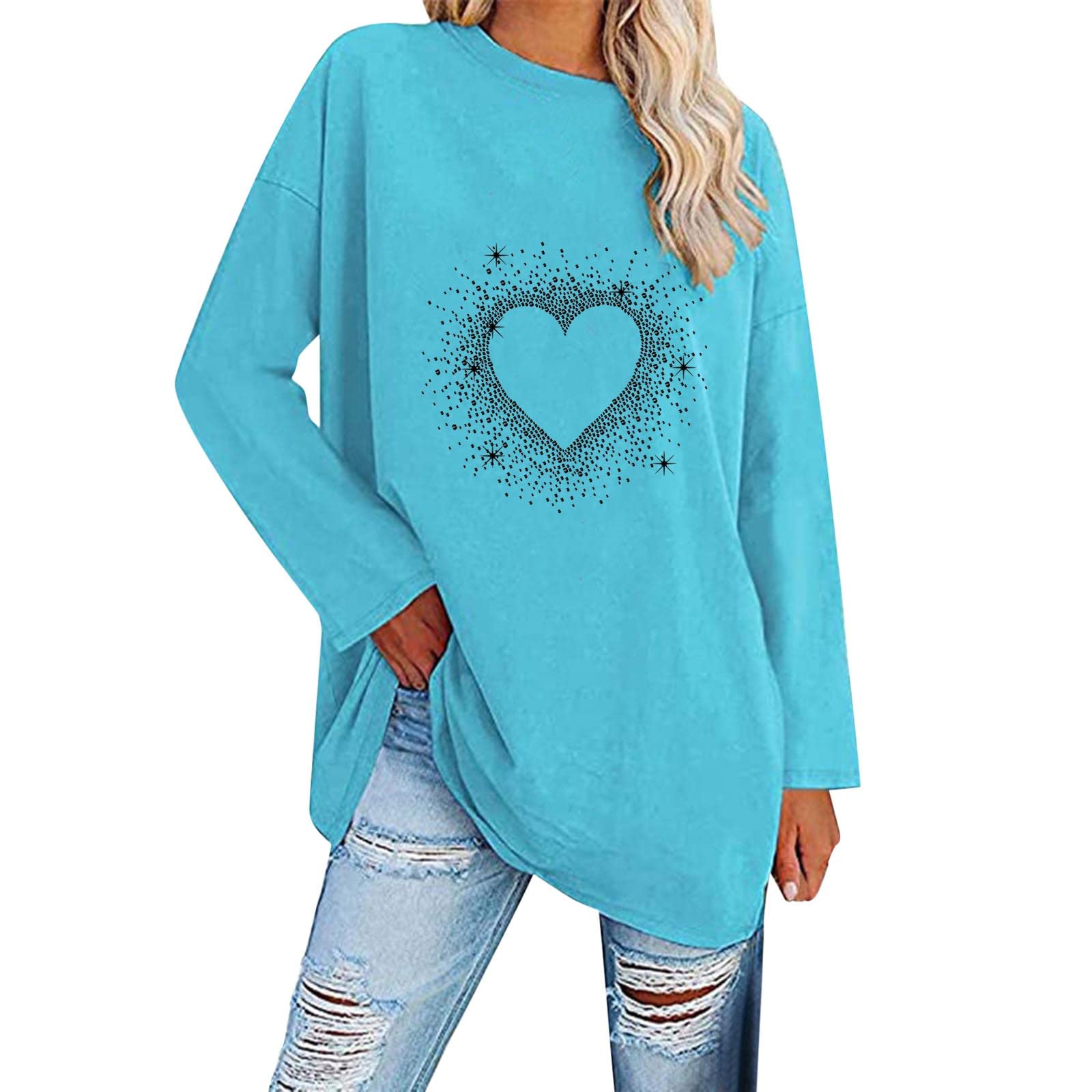 Women's Fall Long Sleeve Casual Crew Neck Pullover Sweatshirt - Loose Fit Tunic T-Shirt Top for Autumn | Perfect for Layering, Pumpkin Picking & Cozy Outfits