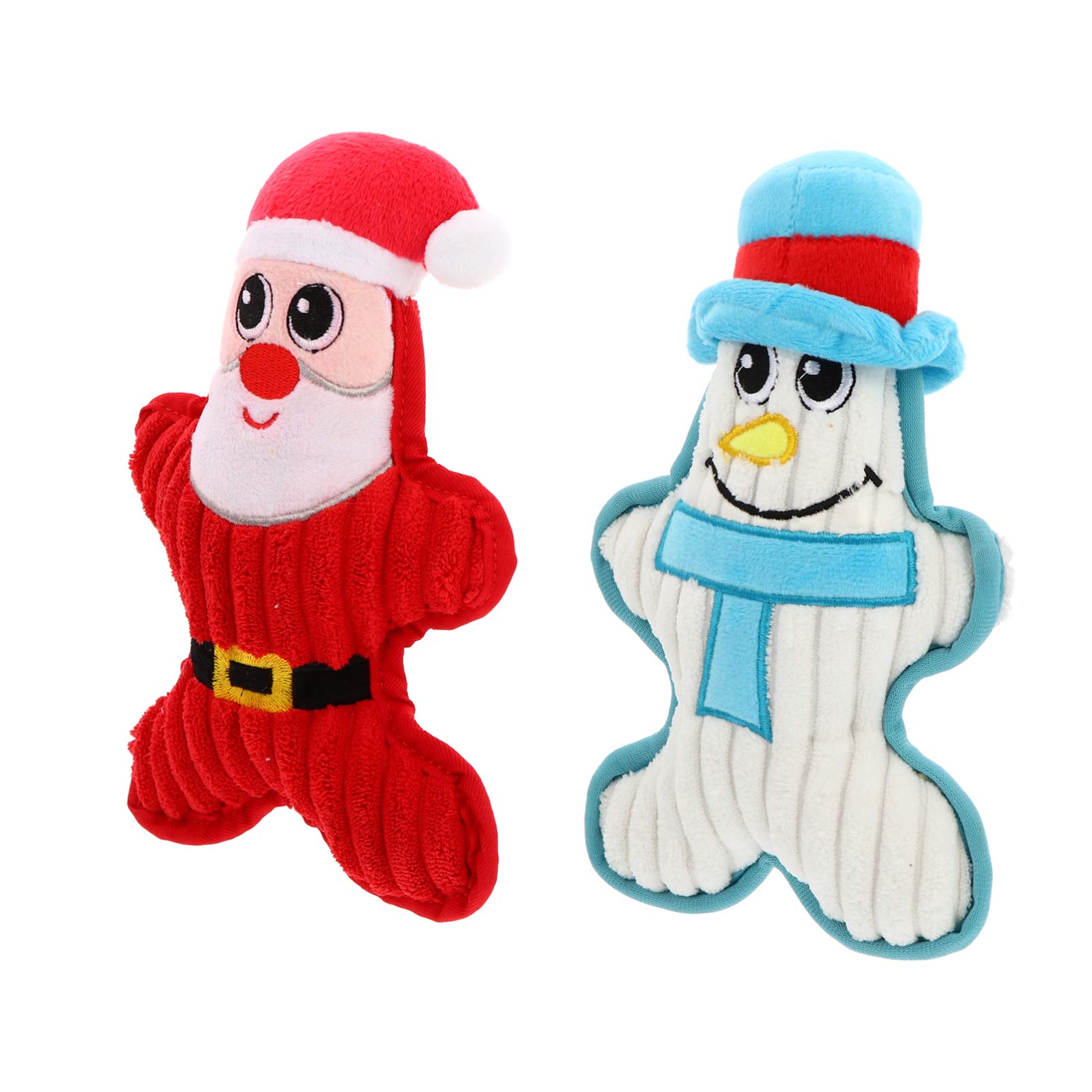 Bestoyard 2 Pack Christmas Dog Toys - Squeaky Plush Santa & Snowman Chew Toys with Rope for Teeth Cleaning, Puppy Training - Holiday Pet Gifts for Dogs & Cats - Perfect for Xmas Stocking Stuffers & Playtime Fun