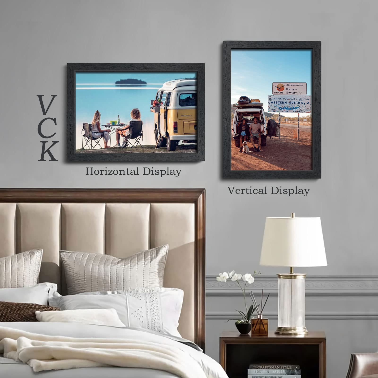 VCK 13x19 Black Solid Wood Poster Frame 4 Pack with Polished Plexiglass - Wall Mount Picture Frames for Home Decor, Office Art Display & Photo Gallery