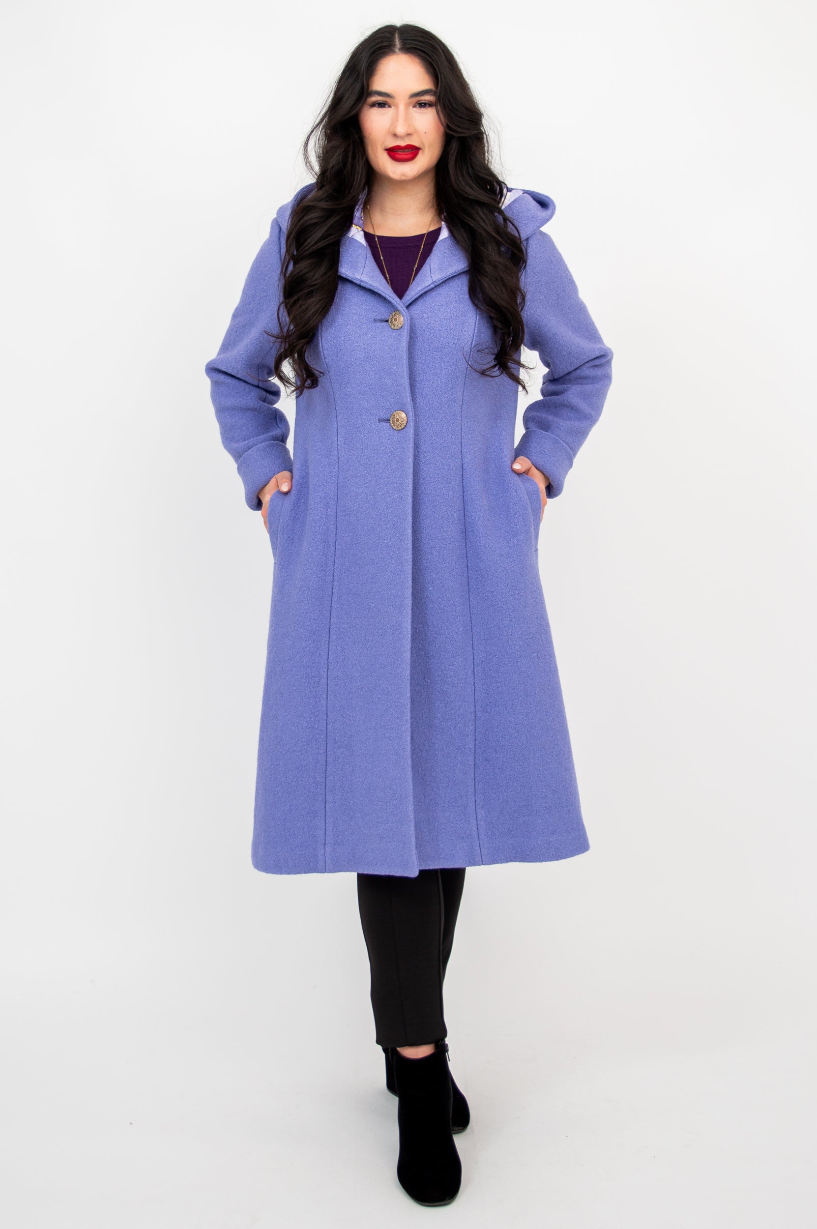 Stylish Britt Coat in Amethyst - Premium Boiled Wool Jacket for Women | Perfect for Fall & Winter Fashion, Office Wear, and Outdoor Activities