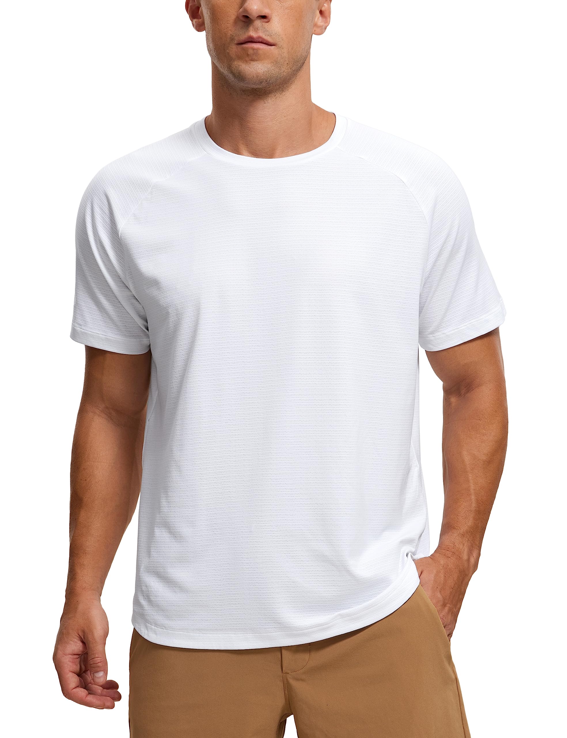 CRZ YOGA Men's Lightweight Athletic T-Shirt - Moisture Wicking Quick Dry Running Shirt, Breathable Workout Top for Gym, Jogging & Outdoor Sports