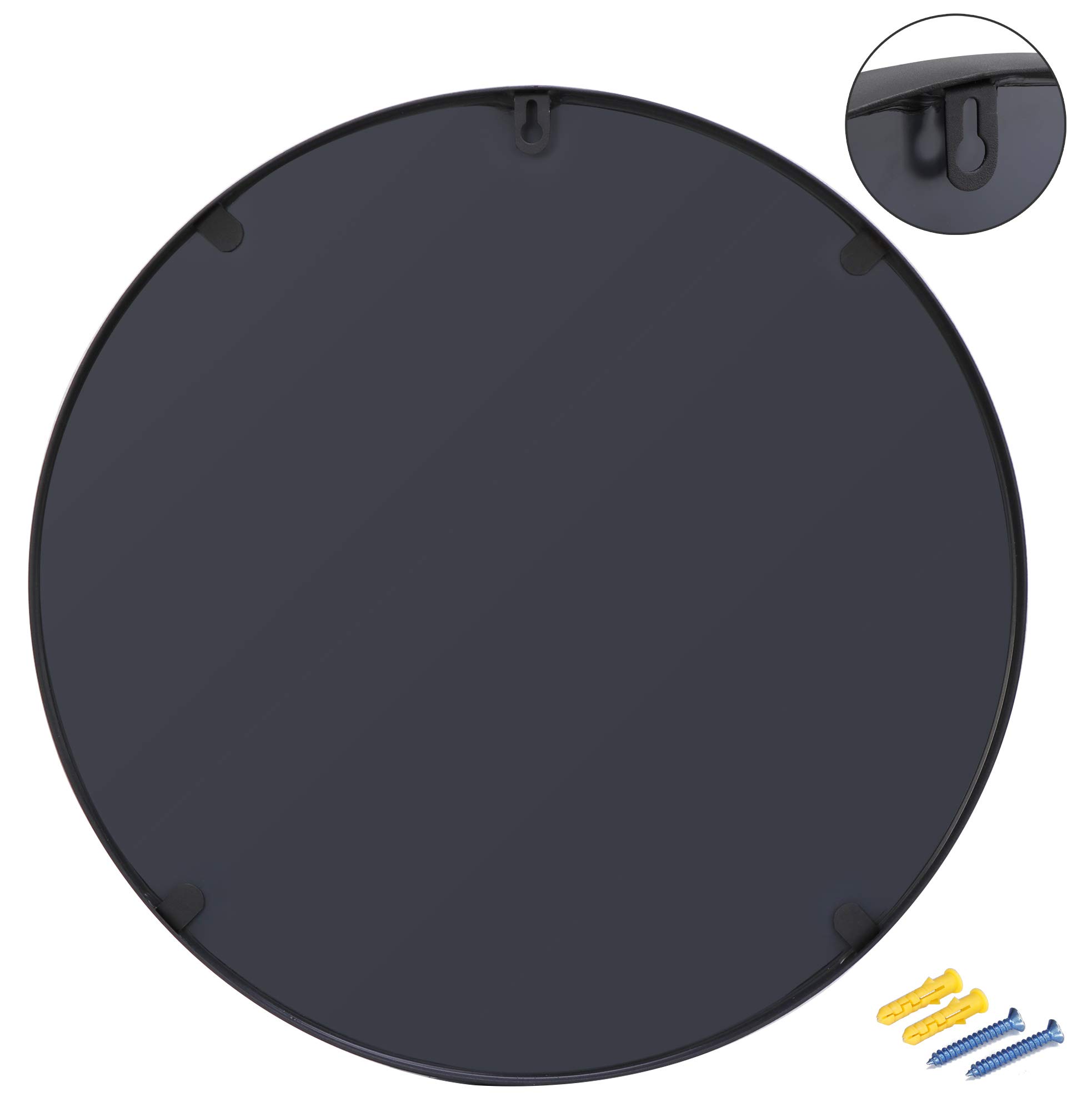 18 Inch Round Wall Mirror with Black Rubber Frame - Large Circle Vanity Mirror for Hallway, Entryway, Bedroom & Bathroom Decor | Perfect for Home, Office or Salon Use