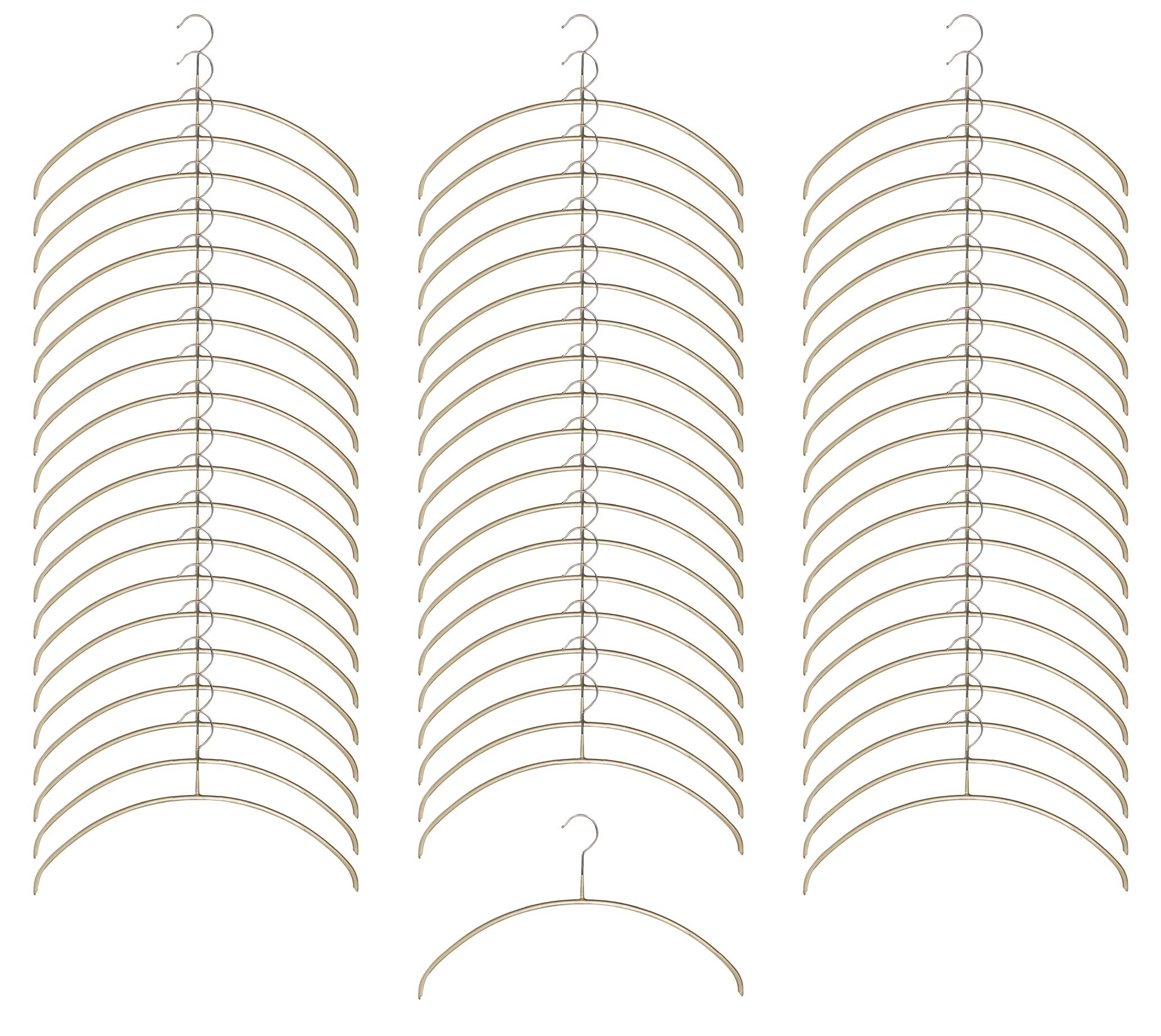 MAWA 119610 Non-Slip Clothes Hangers - 60 Pack Gold Slim Velvet Hangers (15.7 x 8.7 x 0.4 inches) for Wardrobe Organization - Space Saving Hangers for Shirts, Pants, Dresses & Coats - Perfect for Closet, Laundry Room & Travel