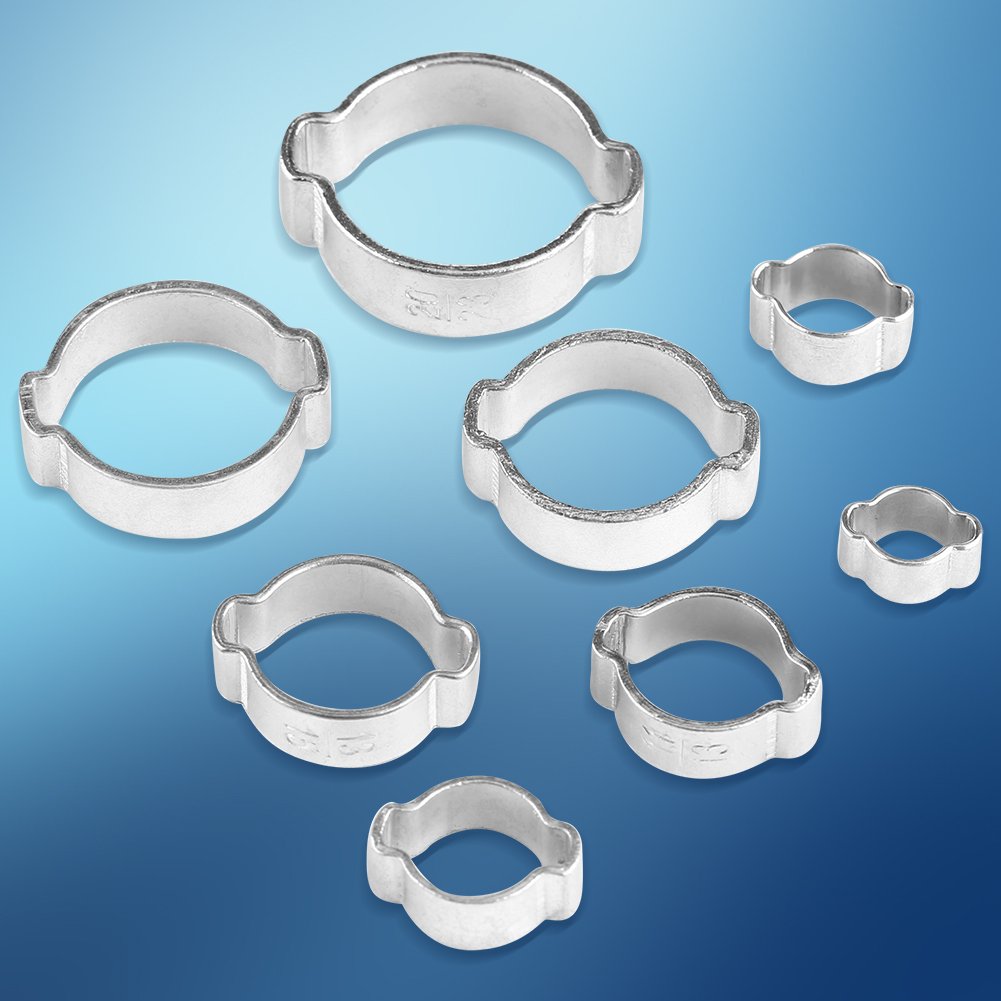10Pcs Stainless Steel Hose Clamps - 15-18mm Two-Ear Pipe Clips for Fuel, Petrol, Plumbing & Automotive Use - Durable Plumbing Fasteners for Water Pipes, Gas Lines & Engine Hoses