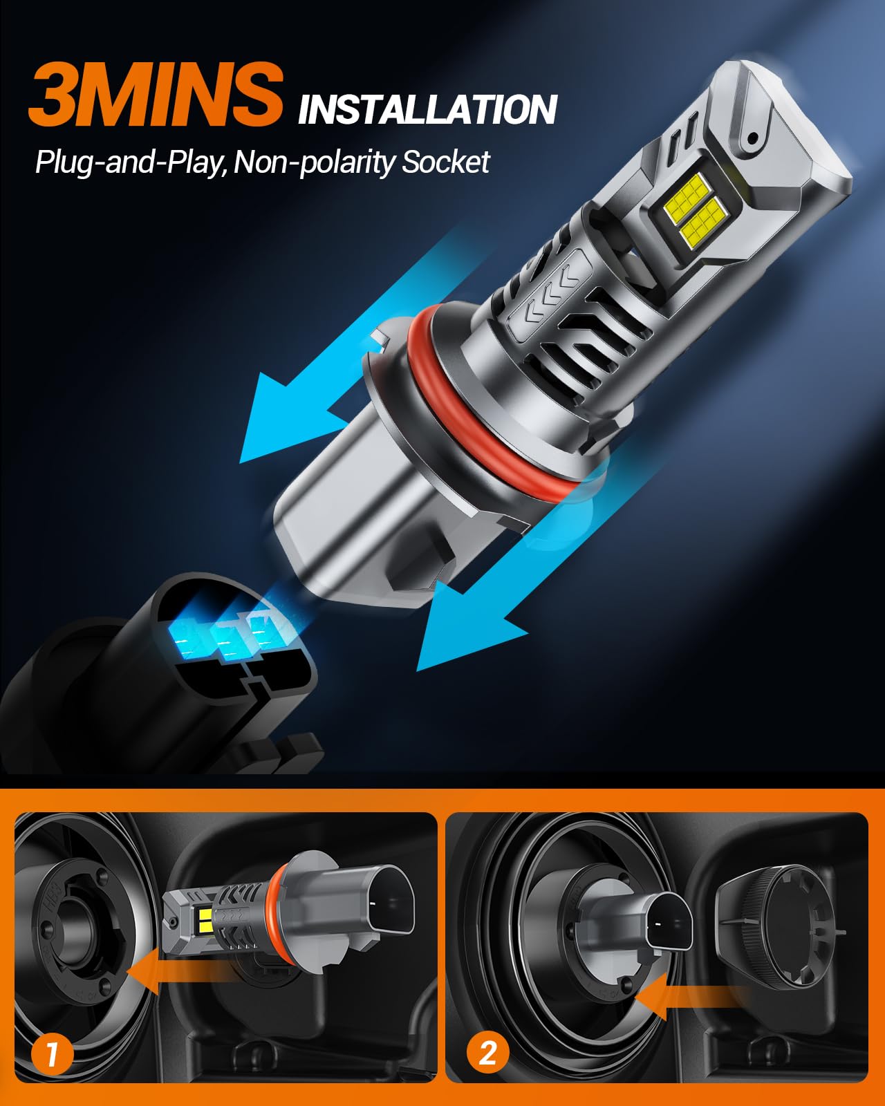 SEALIGHT 9004/HB1 LED Bulbs - 30000 Lumens, 6500K Cool White, 1:1 Design, IP67 Waterproof, Plug and Play - Perfect for Fog Lights & Headlights (Pack of 2) - Ideal for Trucks, SUVs, and Off-Road Vehicles in Rainy or Foggy Conditions