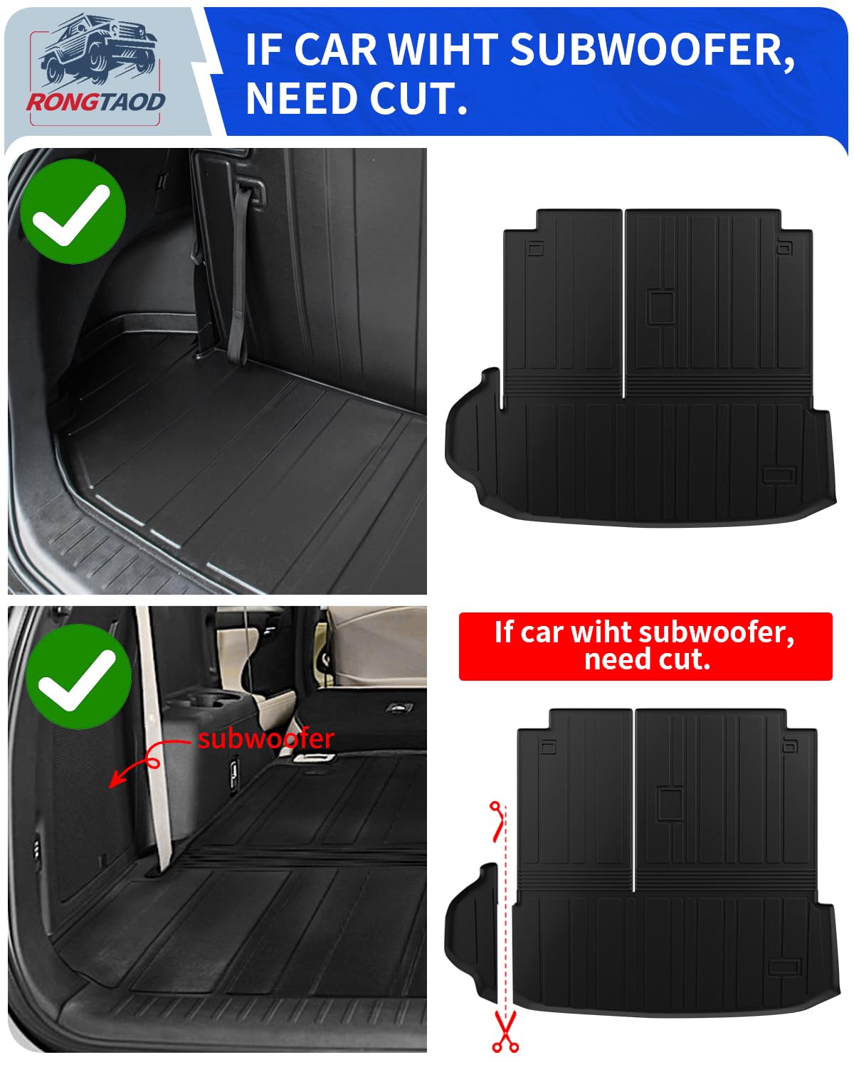 **Rongtaod Custom Fit Floor Mats for 2020-2025 Toyota Highlander - Trunk Cargo Liner & Back Seat Cover - All-Weather Protection - Perfect for Road Trips, Camping & Daily Use**