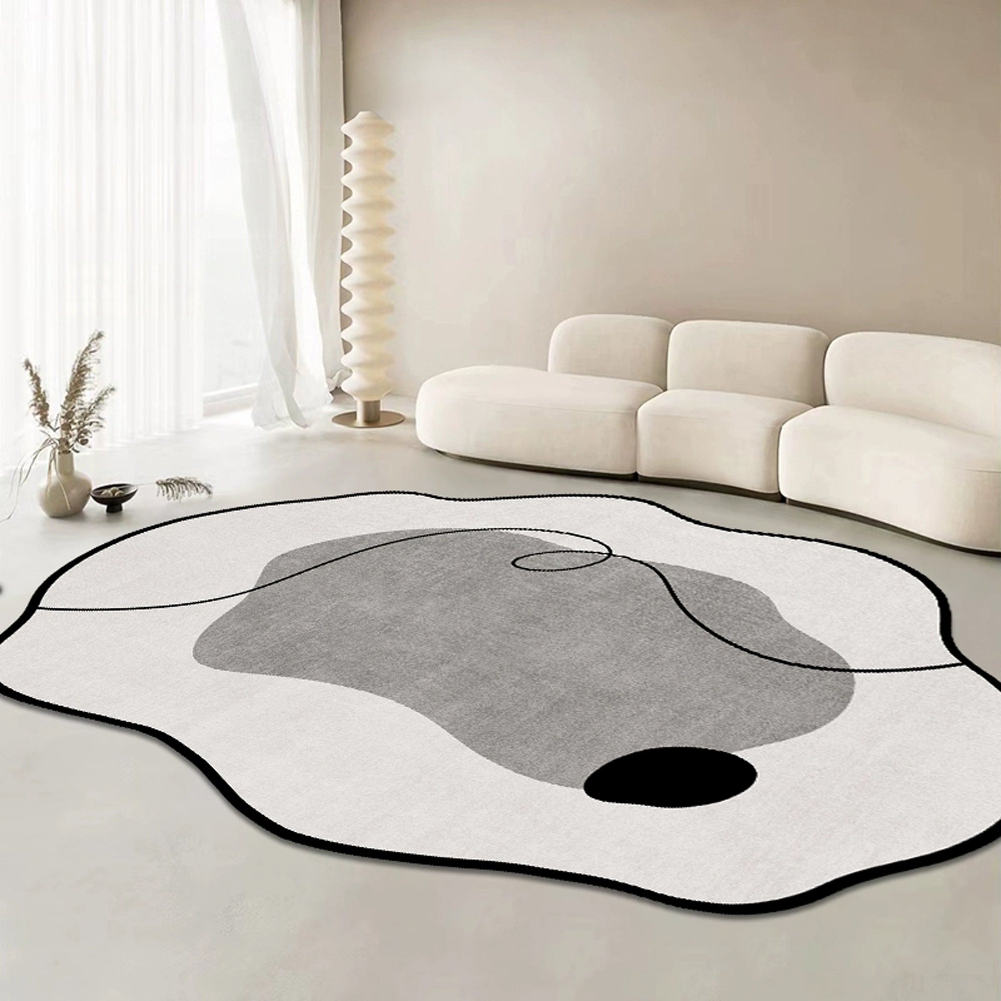 Easy Clean Chic Tranquil Layers Spillproof Pet Friendly Area Rug - Modern Non-Slip Living Room & Bedroom Carpet for Home Decor