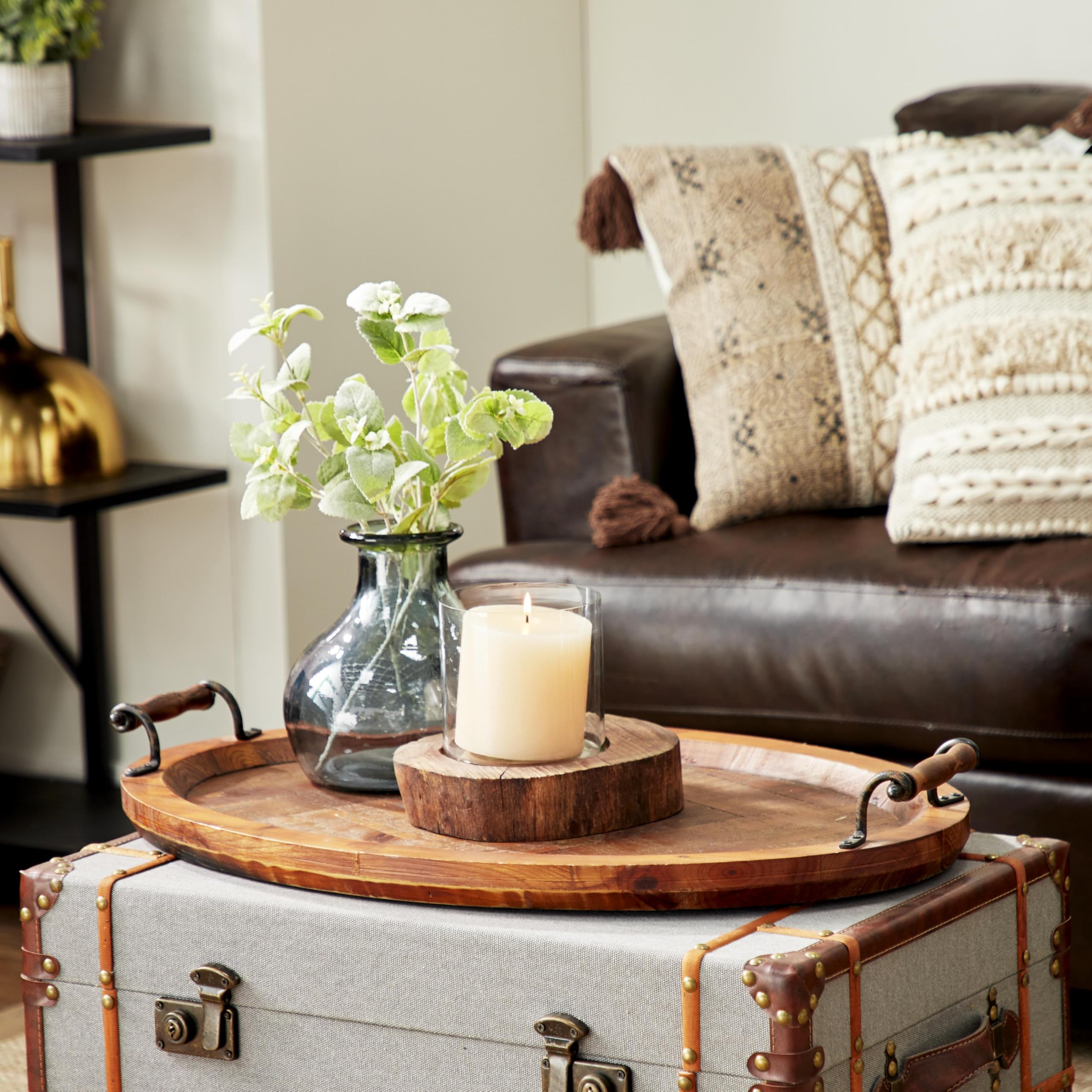 Deco 79 Large Wooden Ottoman Serving Tray - 29