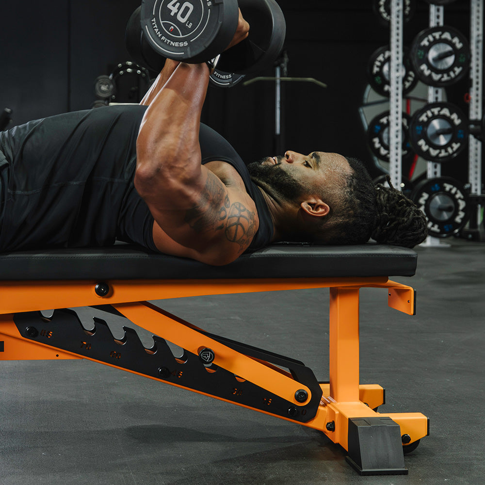 TITAN Series Adjustable Weight Bench for Home Gym - Heavy Duty Flat Incline Decline Workout Bench for Strength Training & Bodybuilding | Perfect for Small Spaces & Full-Body Exercises
