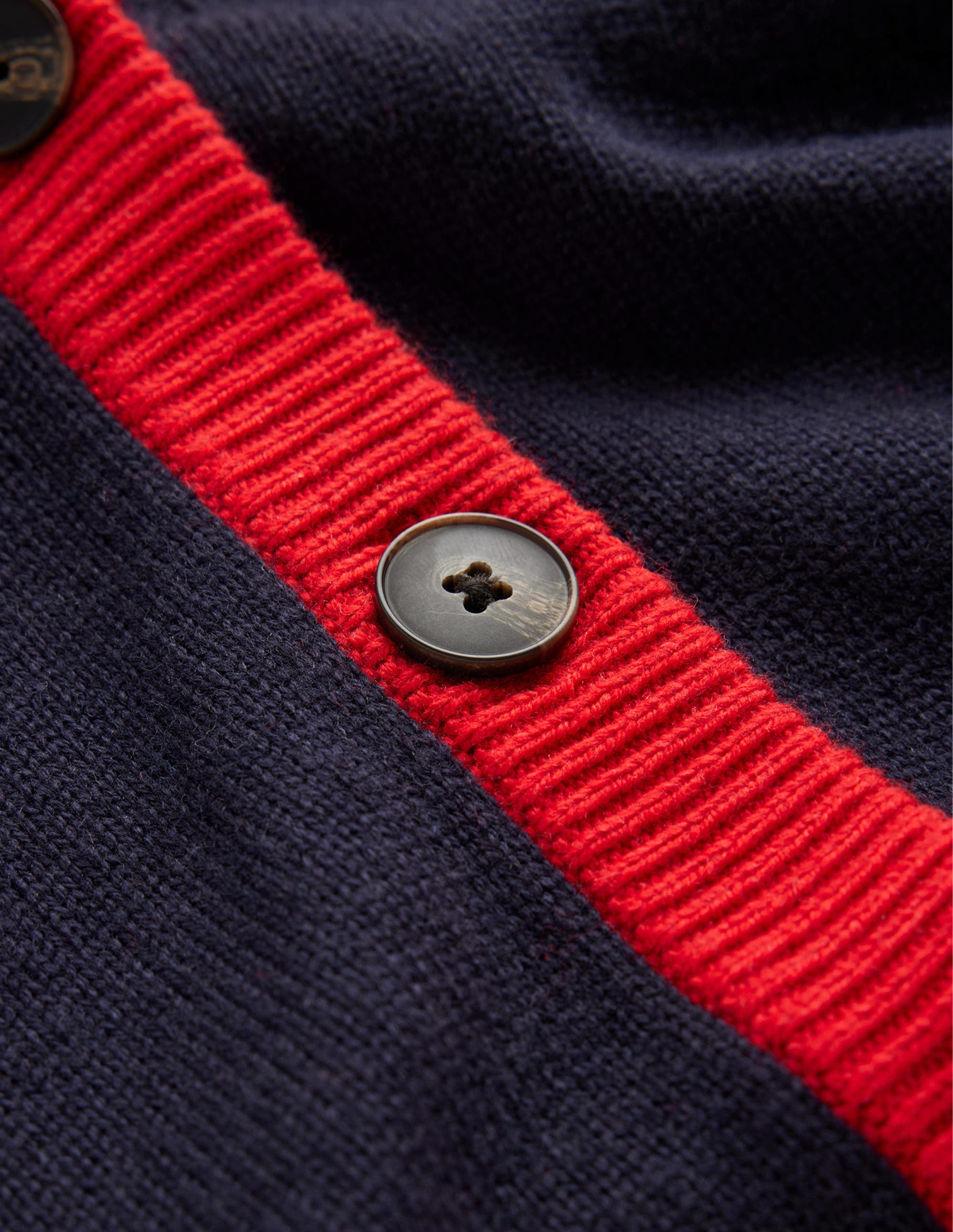 Alma Contrast Trim Cardigan in Navy & Post Box Red | Stylish Women's Knitwear for Office, Casual Outfits & Layering