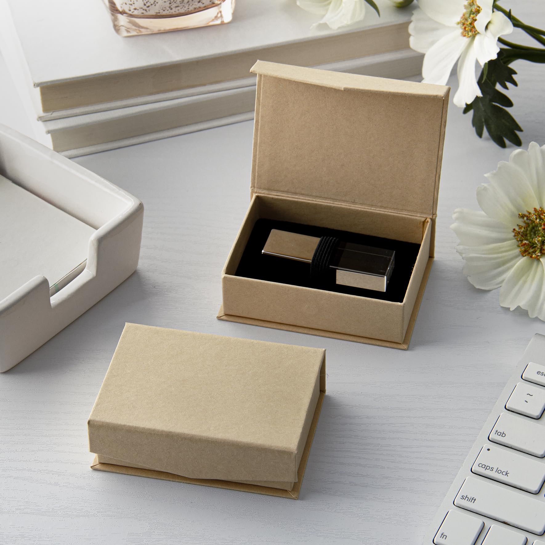 Eco-Friendly Brown Kraft USB Flash Drive Storage Box - Perfect for Organizing & Gifting Electronics Accessories