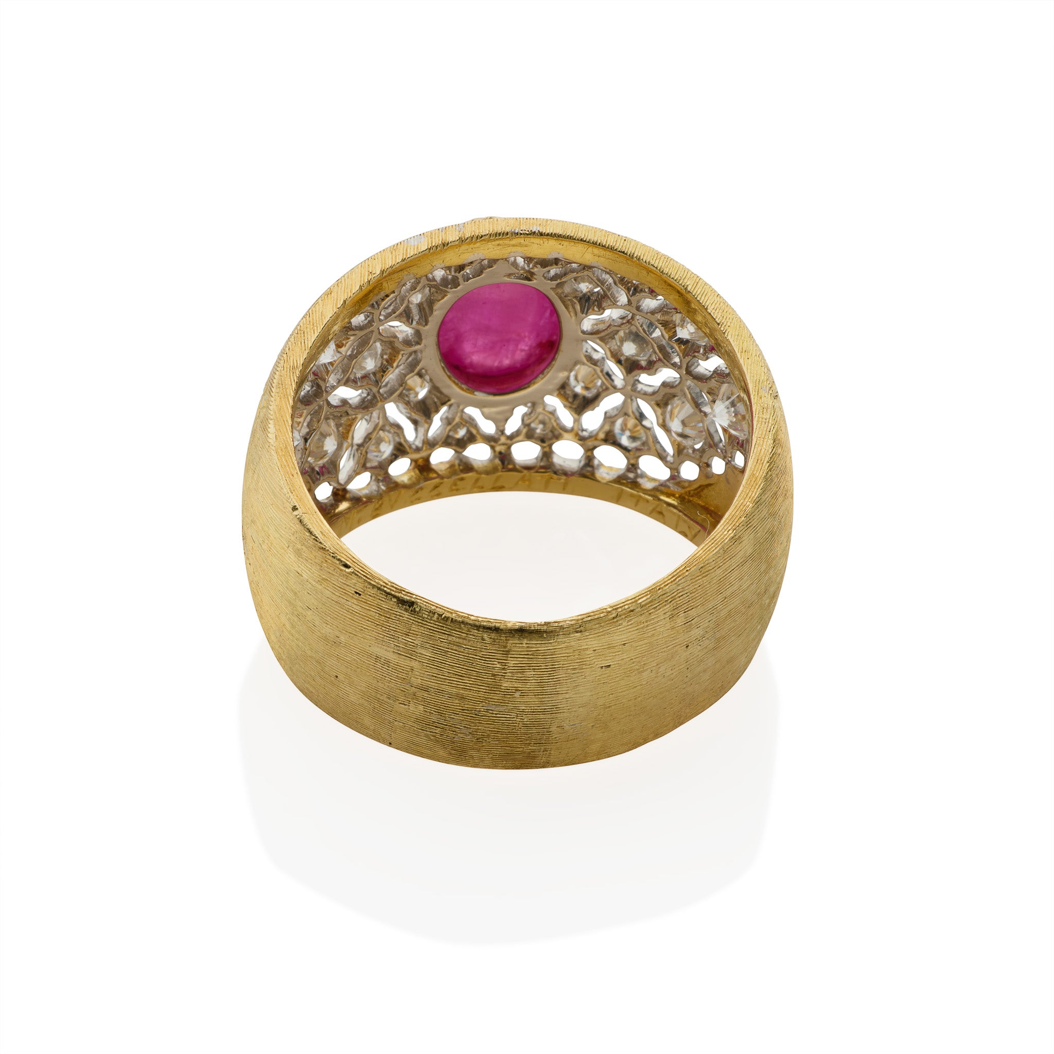 Buccellati Ruby and Diamond Ring – Elegant 18K Gold Women's Jewelry for Weddings, Anniversaries & Special Occasions