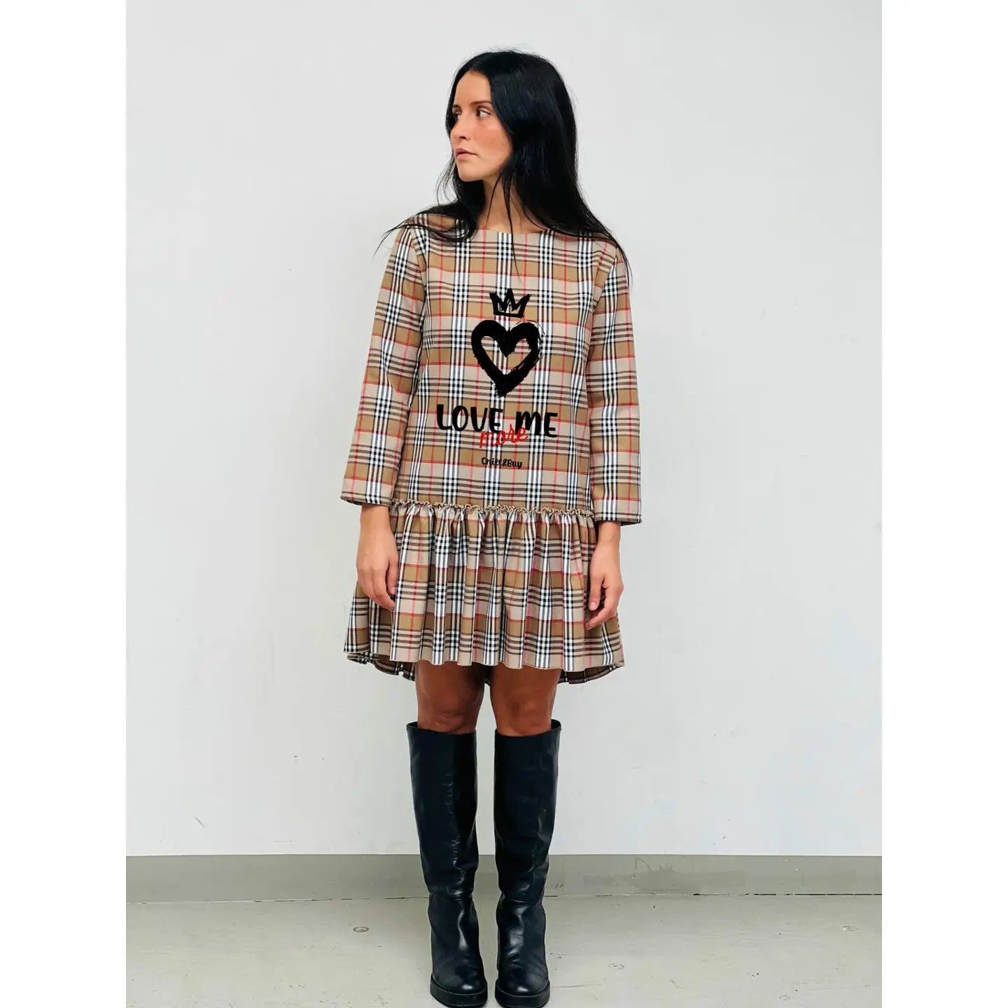 Brown Checkered Midi Robe - Elegant & Casual with Unique Details | Perfect for Home Lounging, Brunch Dates & Relaxing Weekends