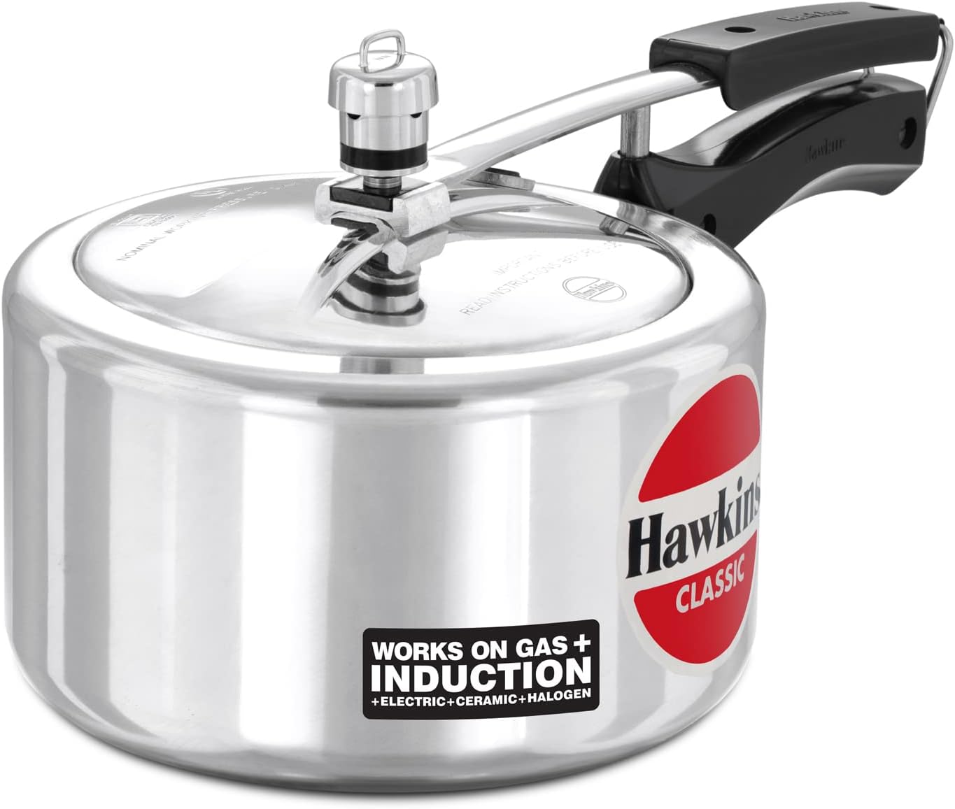 Hawkins ICL3W Classic Aluminum Pressure Cooker 3L - Induction Compatible, Durable & Fast Cooking for Soups, Stews & Meal Prep | Perfect for Home Kitchens & Camping