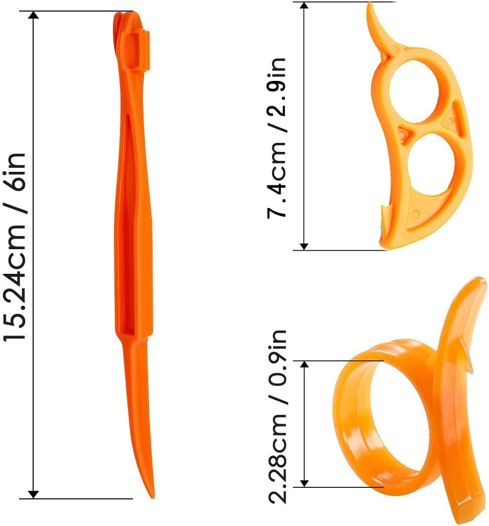 Orange Citrus Peeler Set - Easy Plastic Lemon & Citrus Peel Cutter, Slicer & Remover - Kitchen Gadget for Cooking, Baking & Cocktail Making (Set A)