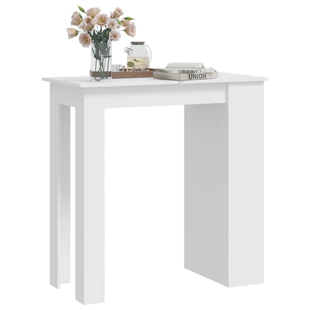 vidaXL White Bar Table with Storage Rack - Space-Saving Kitchen & Dining Solution - Durable Engineered Wood Modern Design - Perfect for Small Apartments, Breakfast Nooks & Entertaining Guests