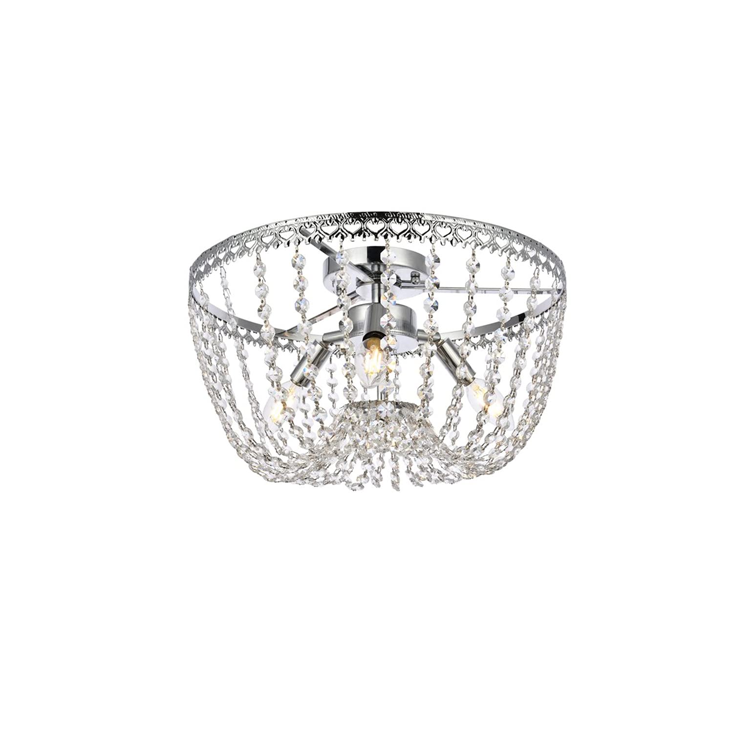 16 Inch Chrome Flush Mount Ceiling Light - Modern Indoor Home Decorative Lighting for Living Room, Bedroom & Hallway