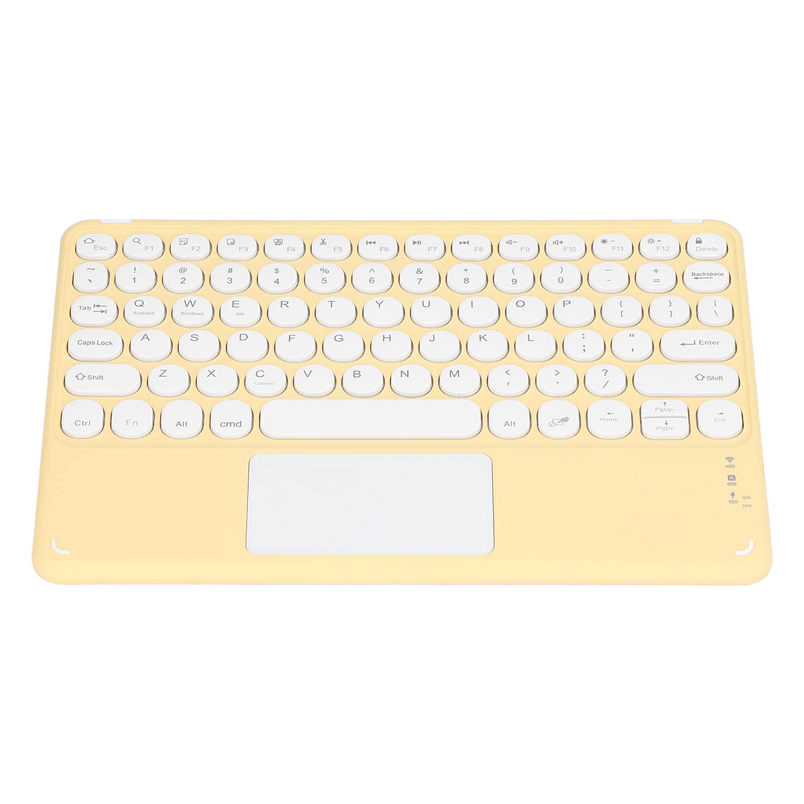 Ultra Thin Wireless Bluetooth Keyboard with Touchpad - Rechargeable Round Keycaps Keyboard for Tablets, Laptops, PC | Portable for Office, Home, Travel (Yellow)