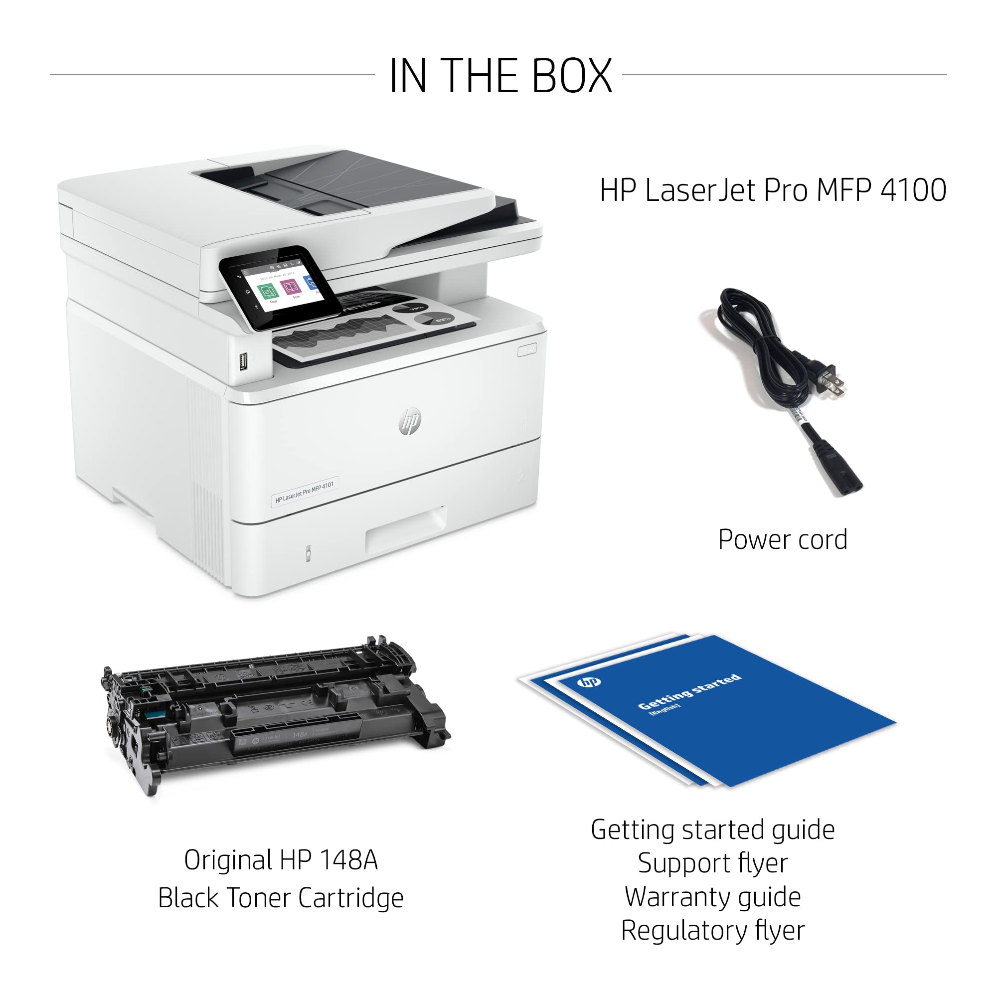 HP LaserJet Pro MFP 4101fdn Wireless All-in-One Laser Printer with Fax, Scan, Copy - High-Speed Black & White Printing (Renewed) - Perfect for Home Office & Small Business Document Management