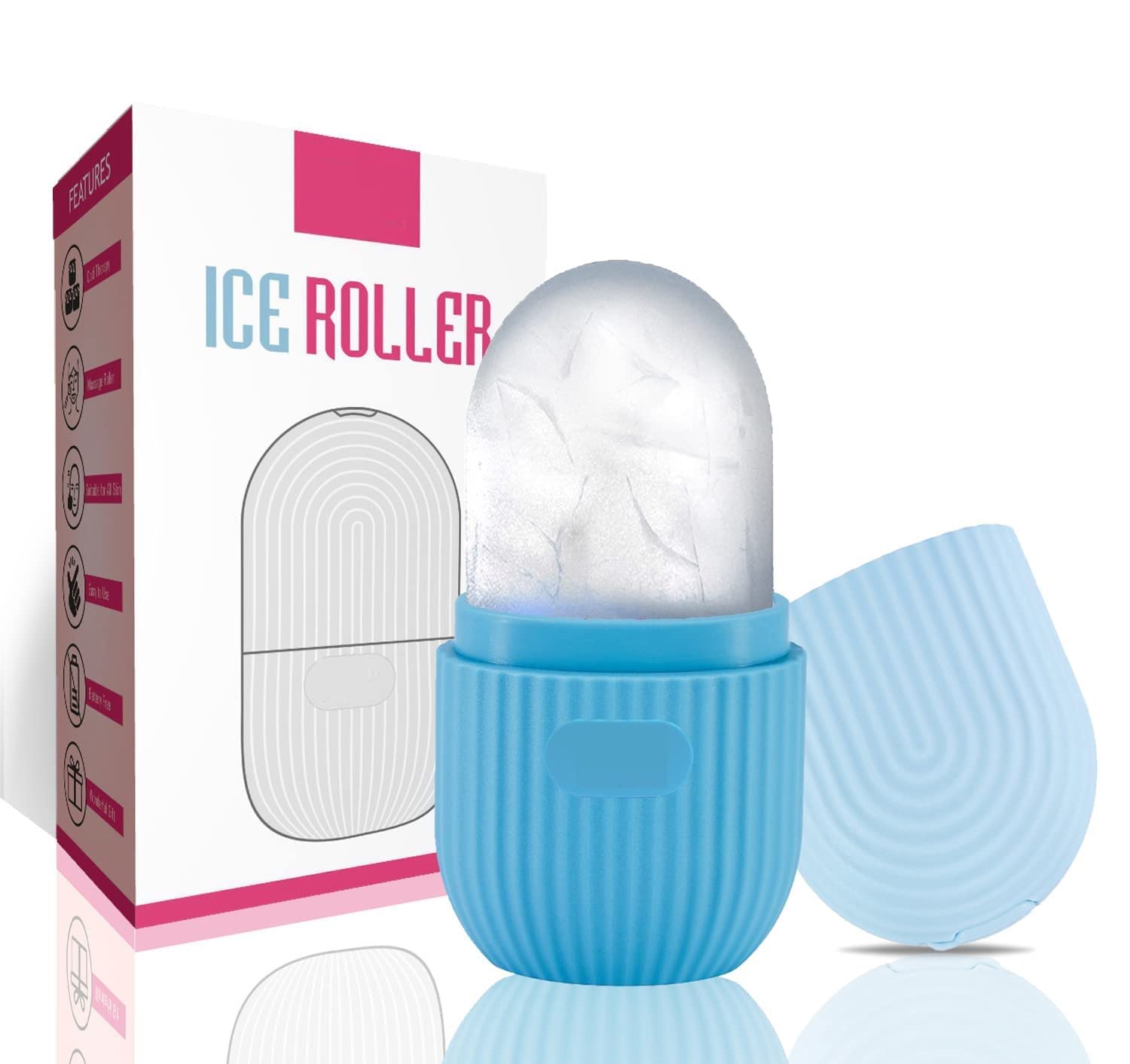 IRONMEX Ice Roller for Face, Eyes & Neck - Reduce Dark Circles, Puffiness & Dark Spots | Brighten Skin & Enhance Glow | Reusable Facial Treatment to Tighten & Tone Skin | Perfect for Morning Routine, Post-Workout Recovery & Spa-Like Skincare at Home