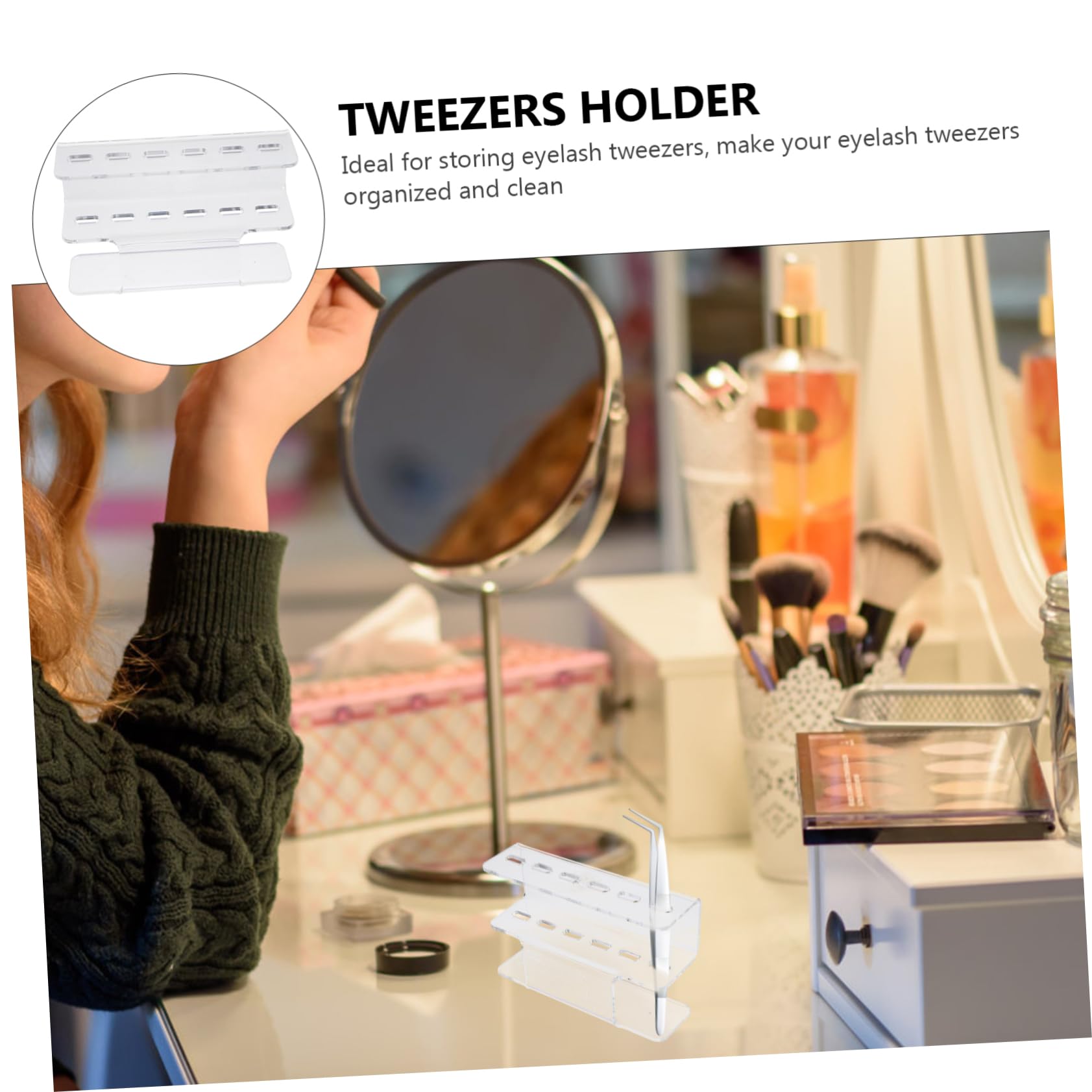1pc Acrylic Makeup Tweezer Storage Rack - Eyelash Extension Organizer for Tweezers & Eyelash Supplies | Perfect for Salon, Beauty Studio & Home Vanity Organization