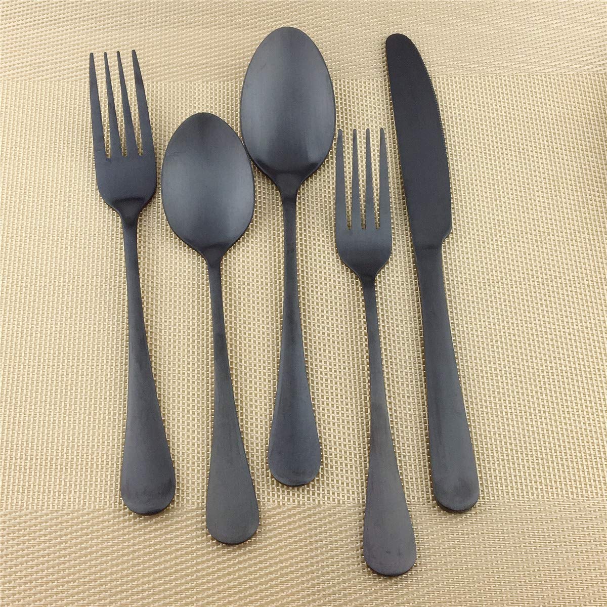 Premium Matte Black Flatware Set - 8-Piece 18/10 Stainless Steel Dinner & Steak Knives with Durable Black Handles (8.6