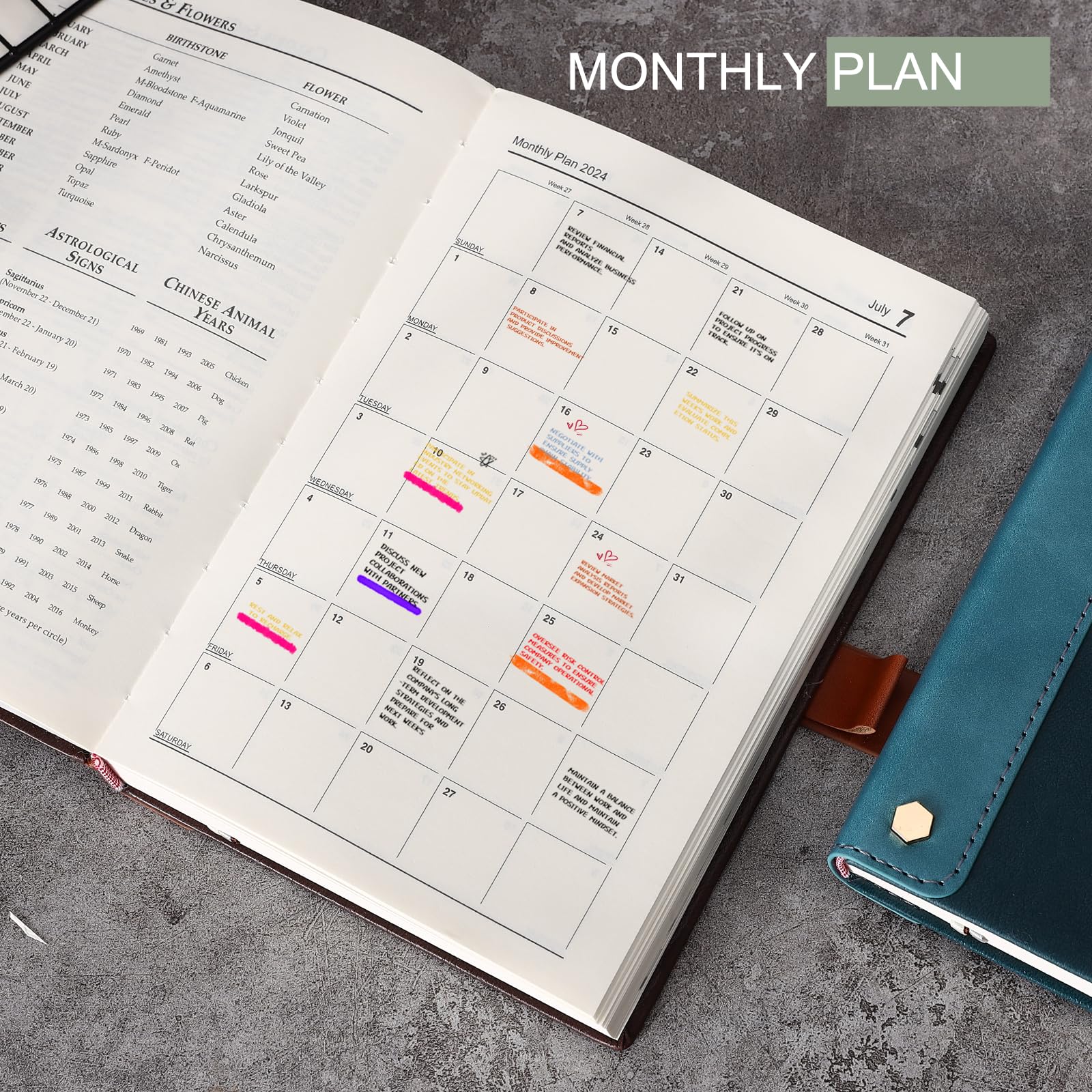 Mljtoyo 2024-2025 Academic Planner - July 2024 to June 2025 Weekly & Monthly Diary with Pen Loop, Stickers & Inner Pocket - 24x25 Pages/Day Hardcover Coffee Design - Perfect for Students, Teachers & Office Professionals