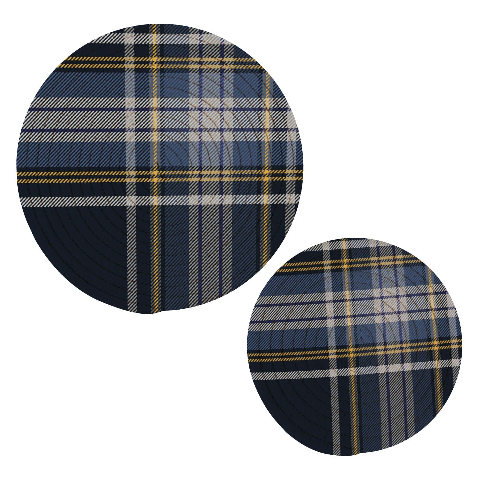 Scotland Fabric Pot Holders Set of 2 - Heat Resistant Cotton Round Kitchen Holders with Rope Trivets - Handwoven Thread Coasters for Cooking, Dining & Hot Dishes - Perfect for Baking, Serving & Home Decor