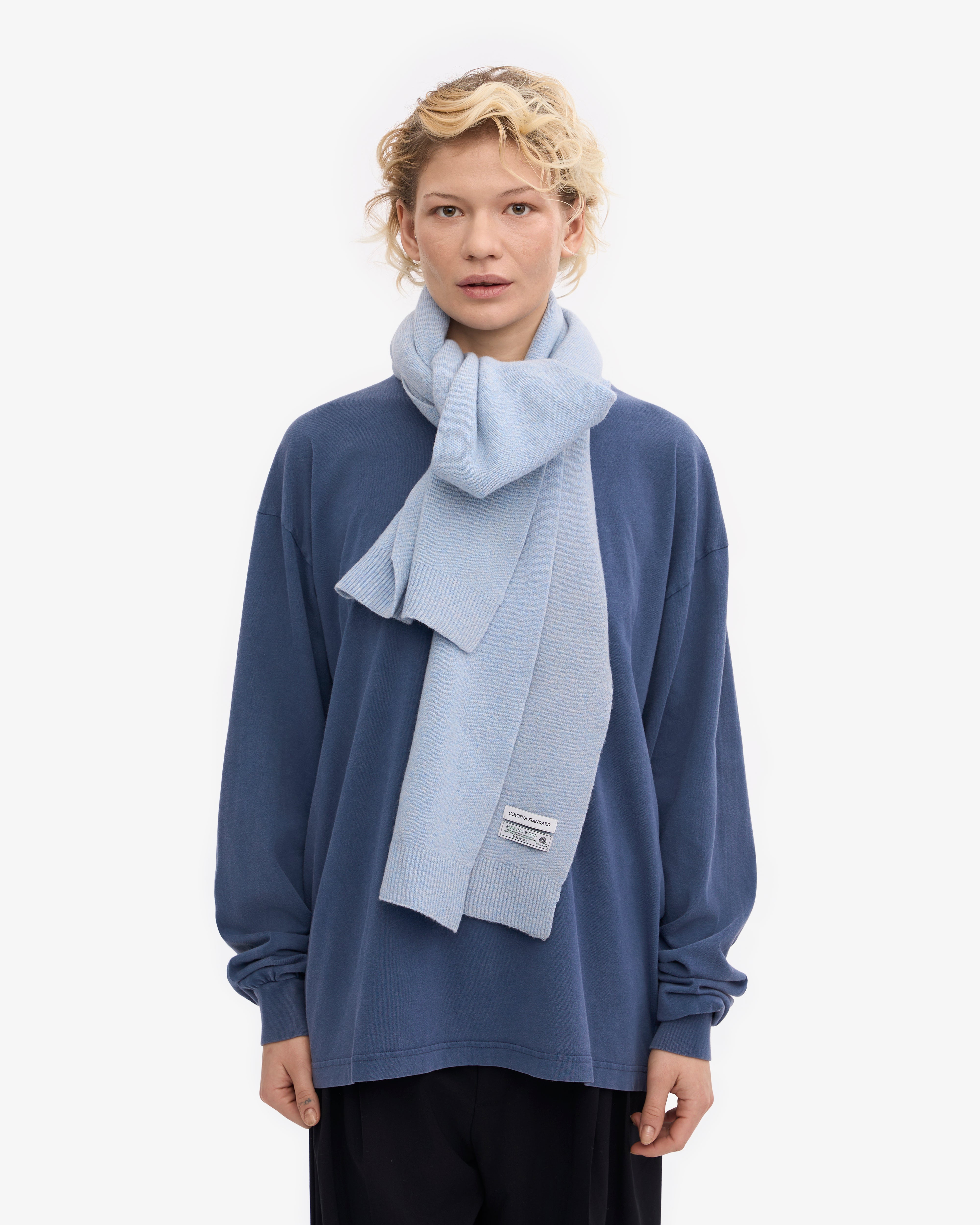 Premium Merino Wool Scarf for Men & Women - Soft Warm Winter Accessory in Polar Blue - Perfect for Cold Weather, Outdoor Activities & Fashion