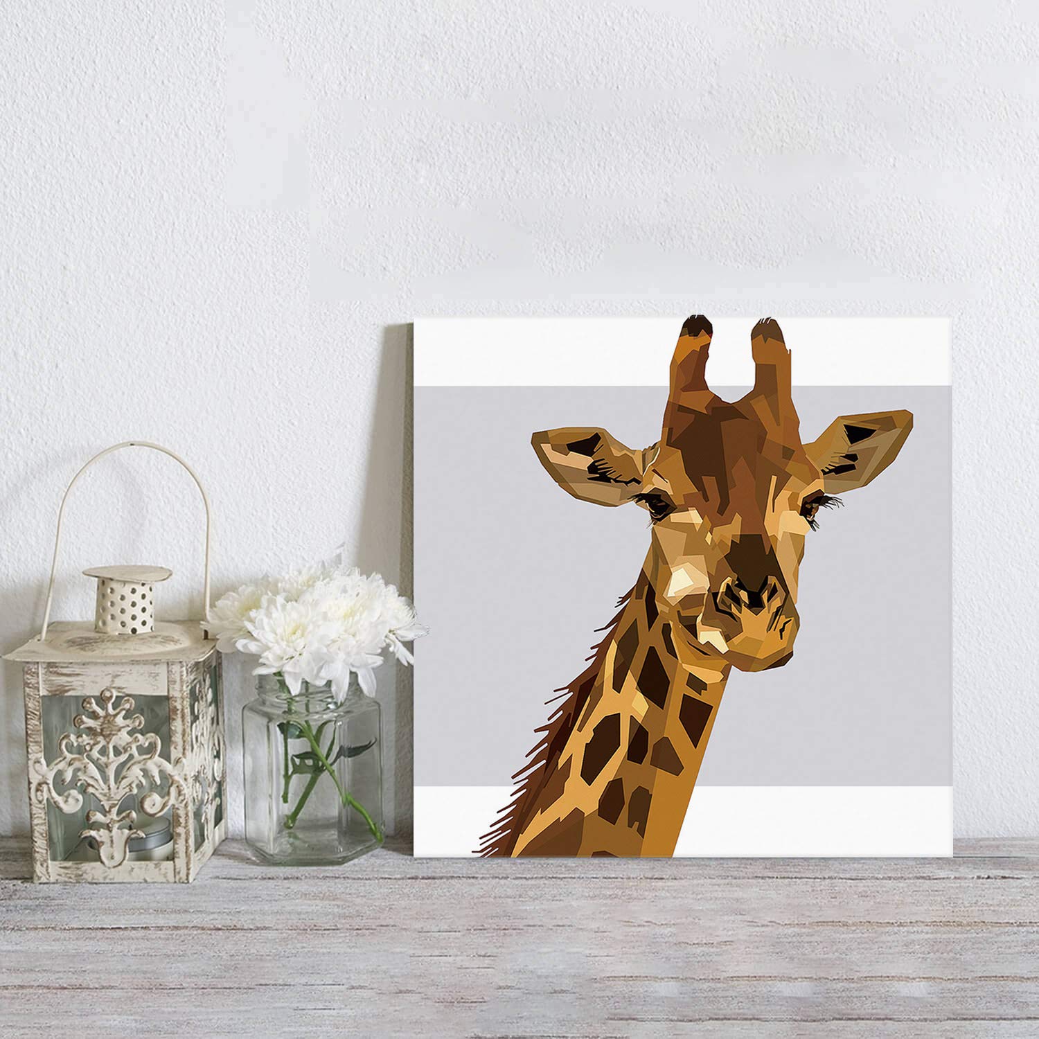 DIY Paint by Numbers Kit for Adults & Kids - Giraffe Geometric Oil Painting on 20x20 Inch Framed Canvas, Beginner-Friendly Acrylic Art Set | Perfect for Home Decor, Gift Giving & Stress Relief