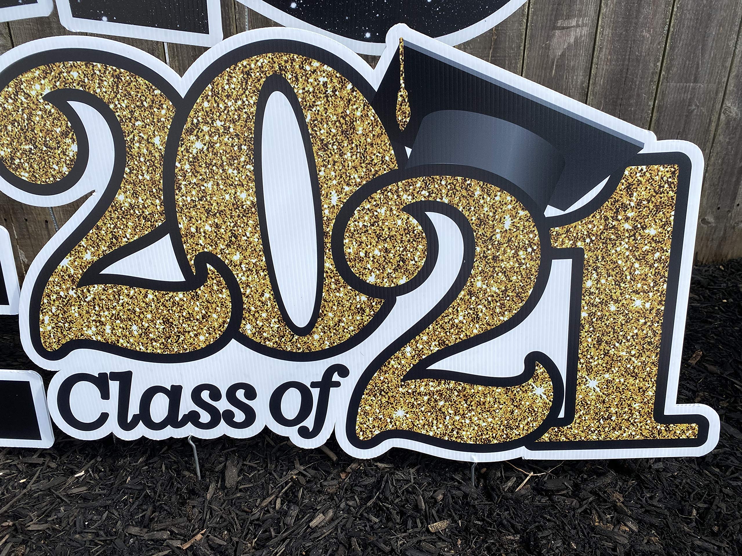 Personalized Class of 2021 Graduation Yard Sign with Metal Stakes - Custom Name Lawn Decor for High School & College Graduation Parties