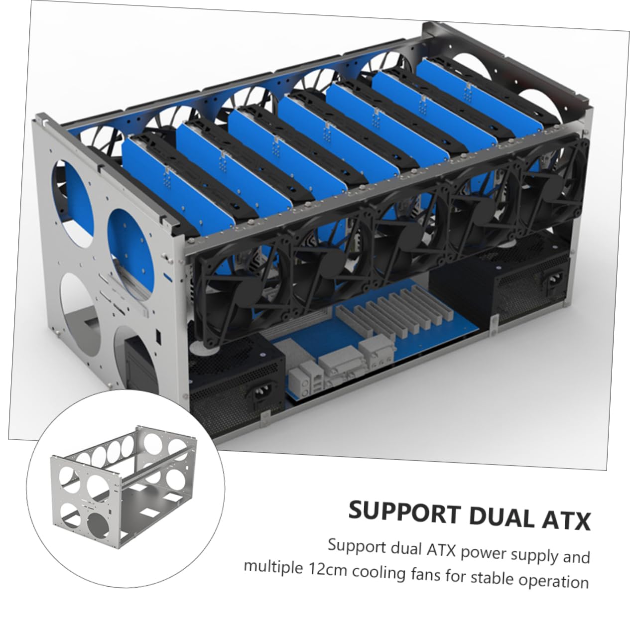 KONTONTY Open Air Computer Case Frame - 10/8/6 Sizes for PC Storage & Heat Dissipation | Perfect for Gaming Rigs & Mining Rigs Setup
