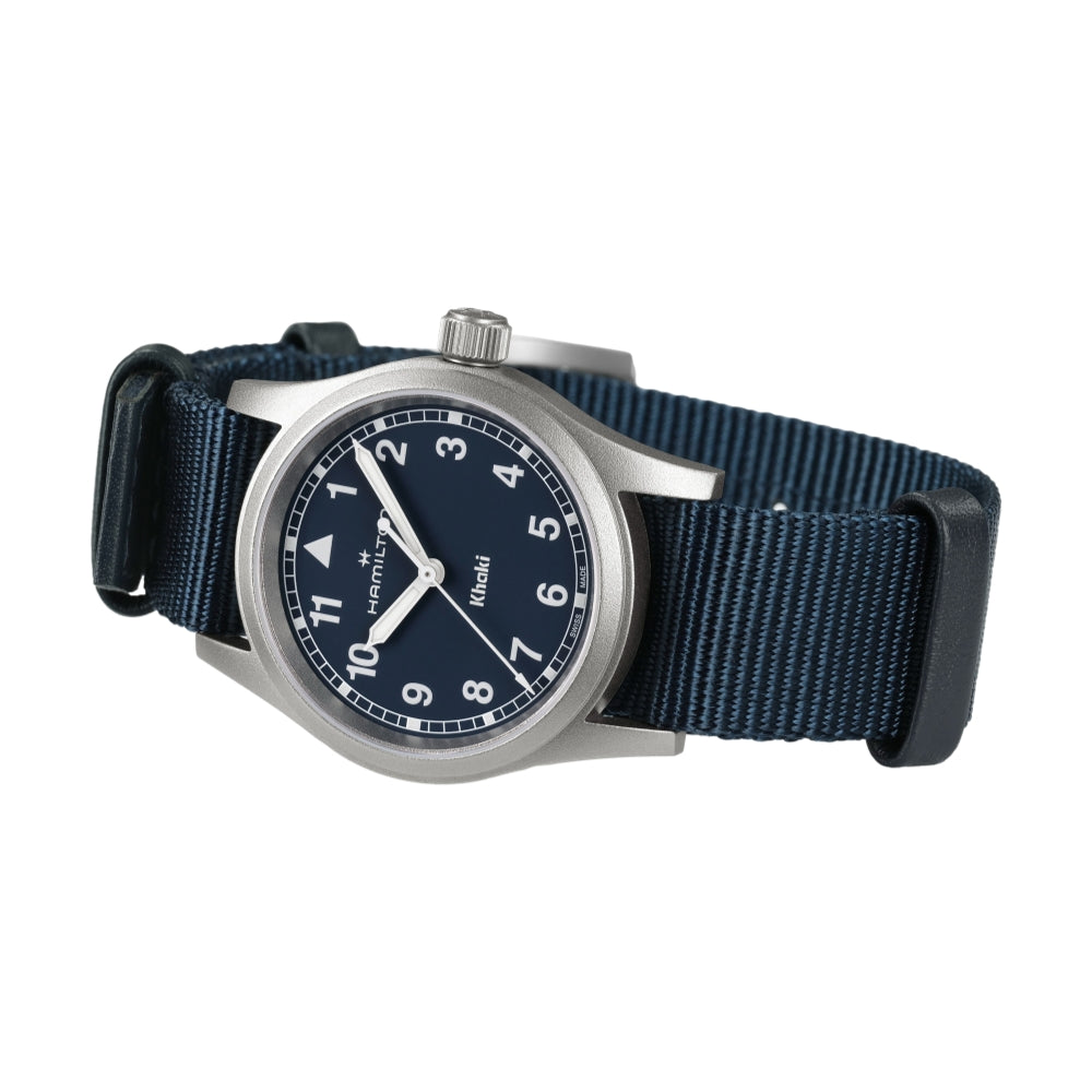 Khaki Field Quartz 33mm Watch with Blue Dial and Two-Piece Strap - Perfect for Outdoor Adventures, Casual Wear & Everyday Use