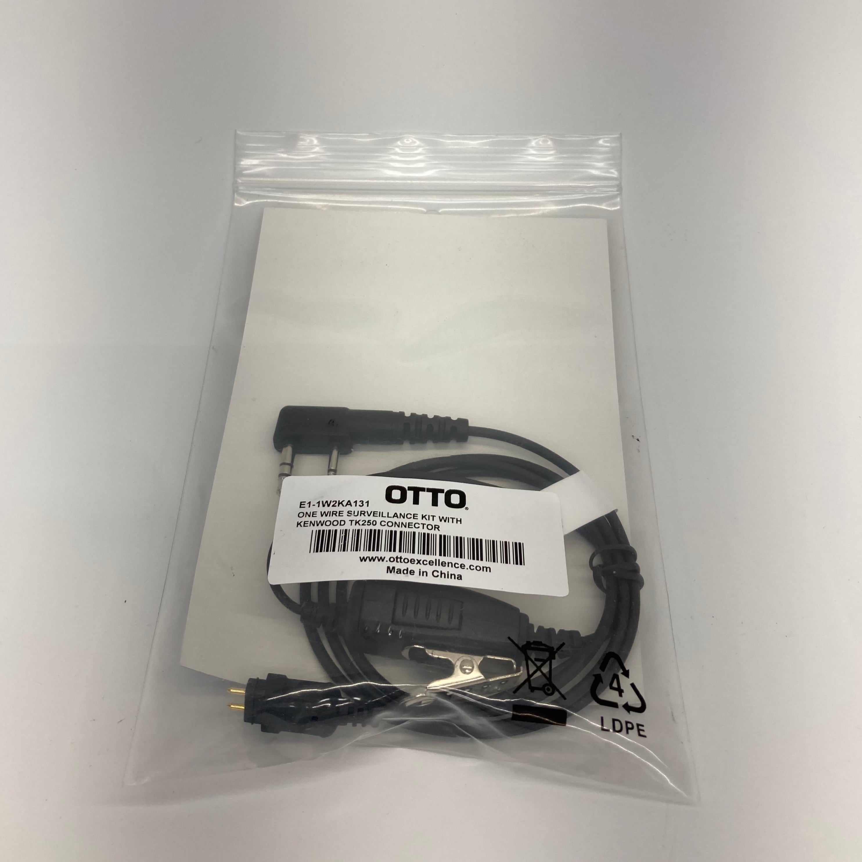 OTTO E1 1W2KA131 Surveillance Earpiece Kit - Compatible with Kenwood 2 Pin Connector | Covert Communication for Security & Law Enforcement Professionals