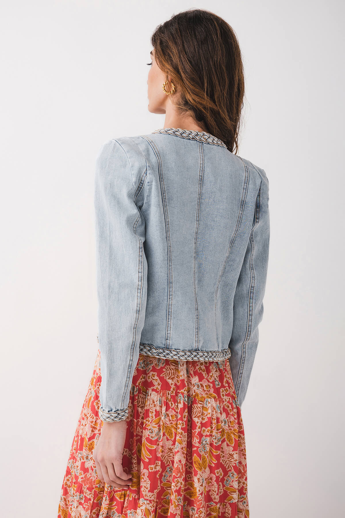Stylish Fate Braided Trim Denim Jacket for Women - Trendy Distressed Denim Coat with Embroidered Details - Perfect for Casual Outfits, Streetwear Fashion, and Layering in Fall & Spring