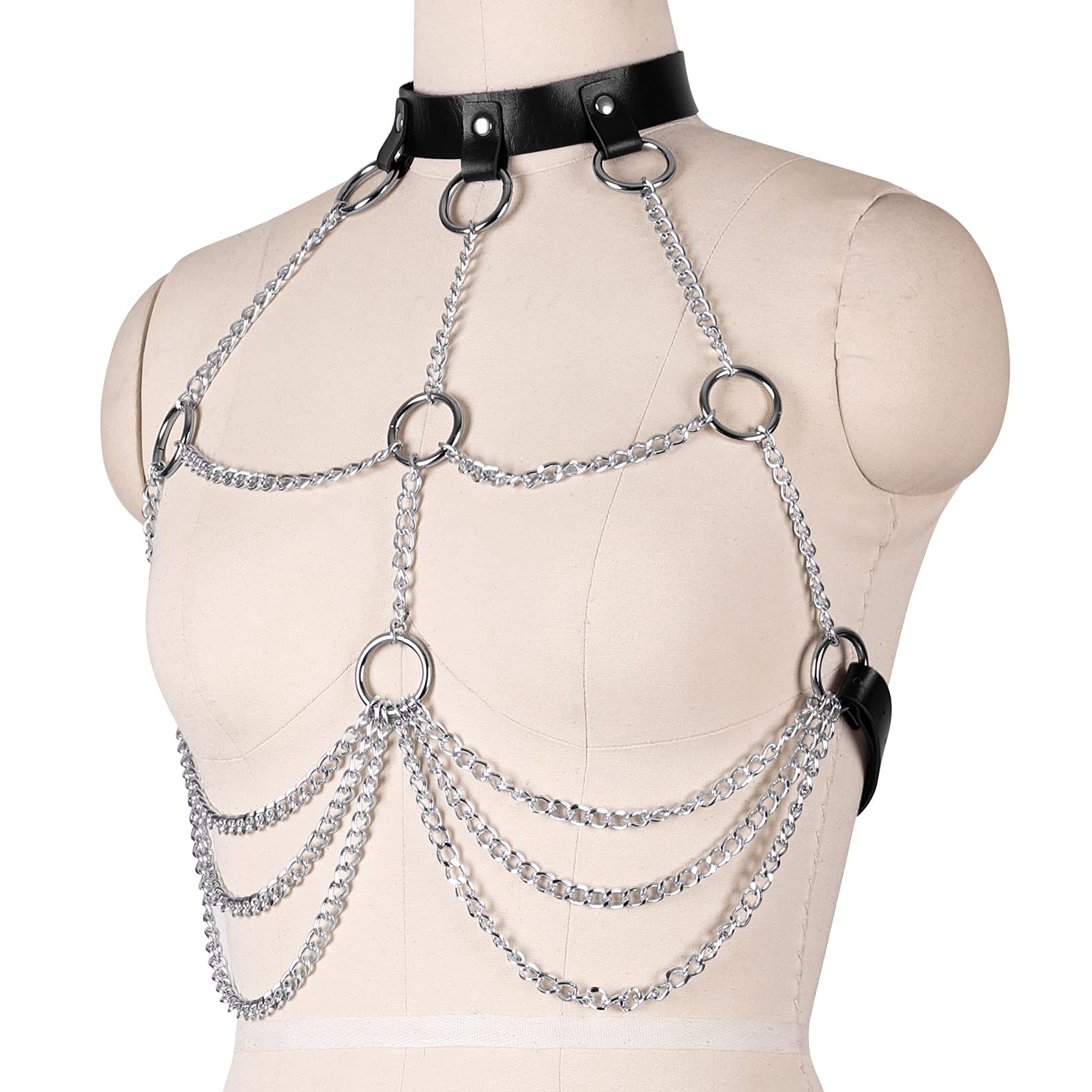 Punk Waist Cage Body Chain Leather Harness - Gothic Body Jewelry Accessories for Women & Girls - Perfect for Rave, Festival, and BDSM Fashion