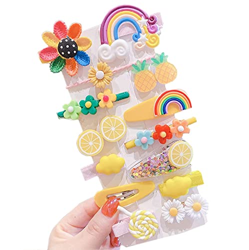 FAMEZA 10 Pcs Rainbow Pearl Hair Clips - Fashion Hair Accessories for Women & Girls, Sweet Hair Clips for Styling, Cute Hairpins for School, Party & Daily Use (Includes 14-Piece Plush Flower Set)