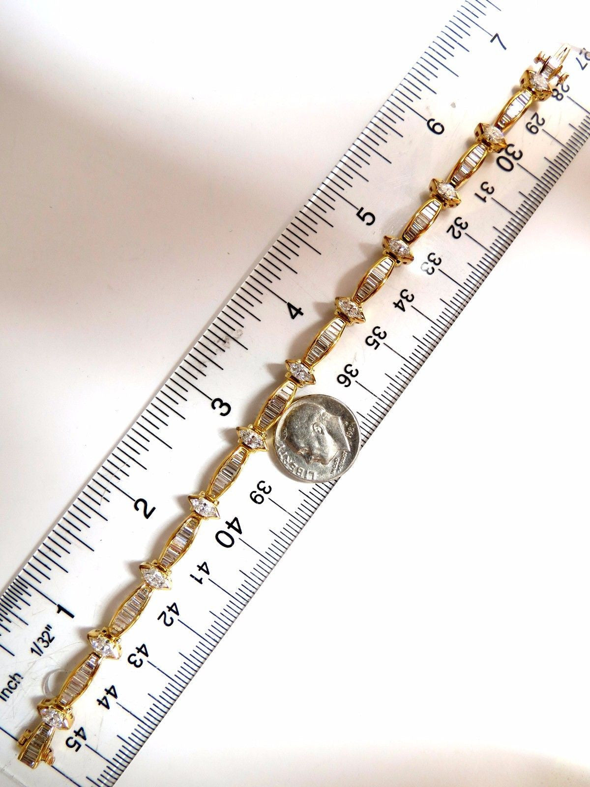 6.00ct Baguette & Marquise Diamond Tennis Bracelet in 18K Gold (G/VS) - Elegant Jewelry for Weddings, Parties & Special Occasions