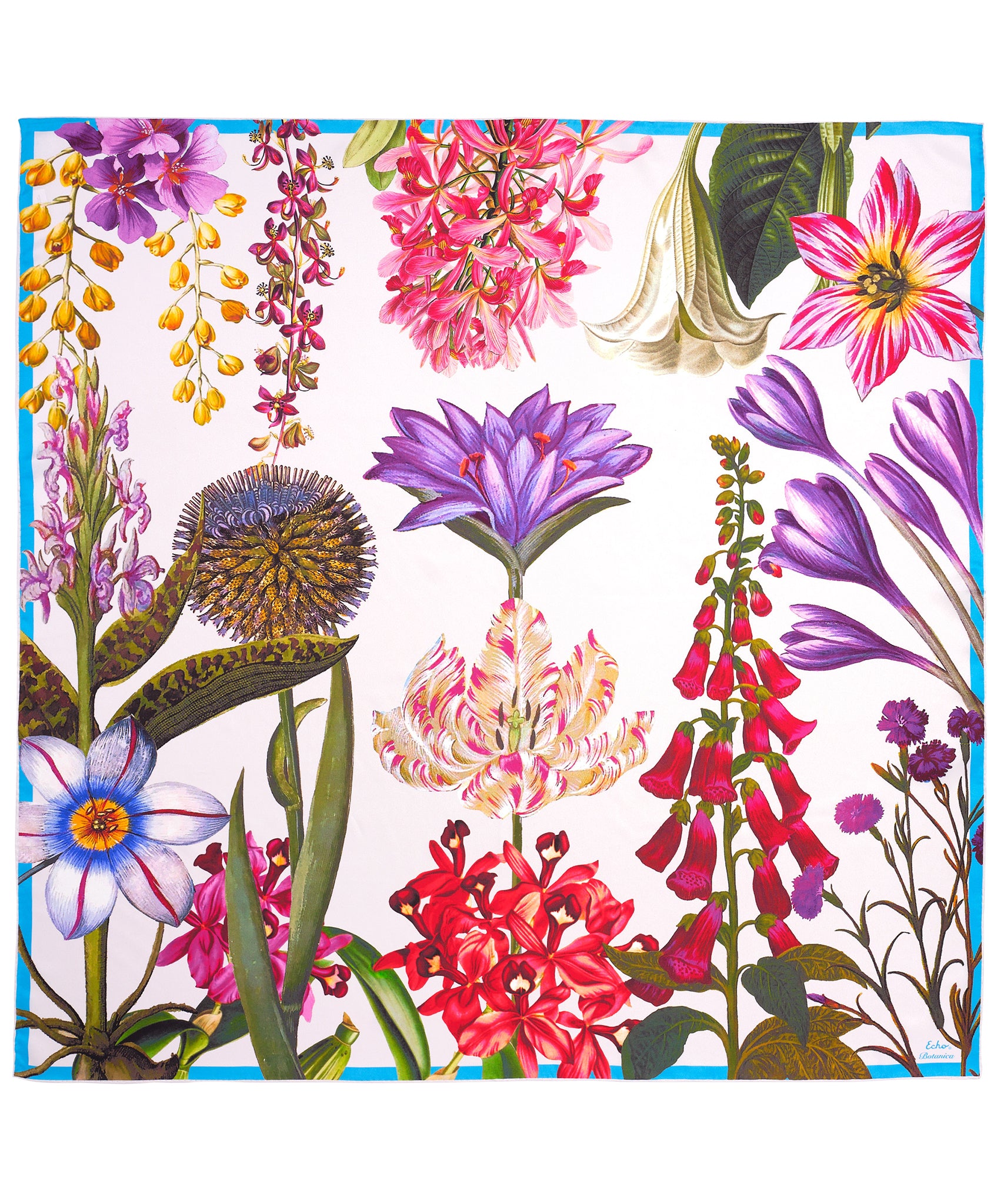 Botanica 35 Silk Square Scarf - Premium Fashion Accessory for Women, Elegant Floral Print Shawl - Perfect for Office, Party & Special Occasions