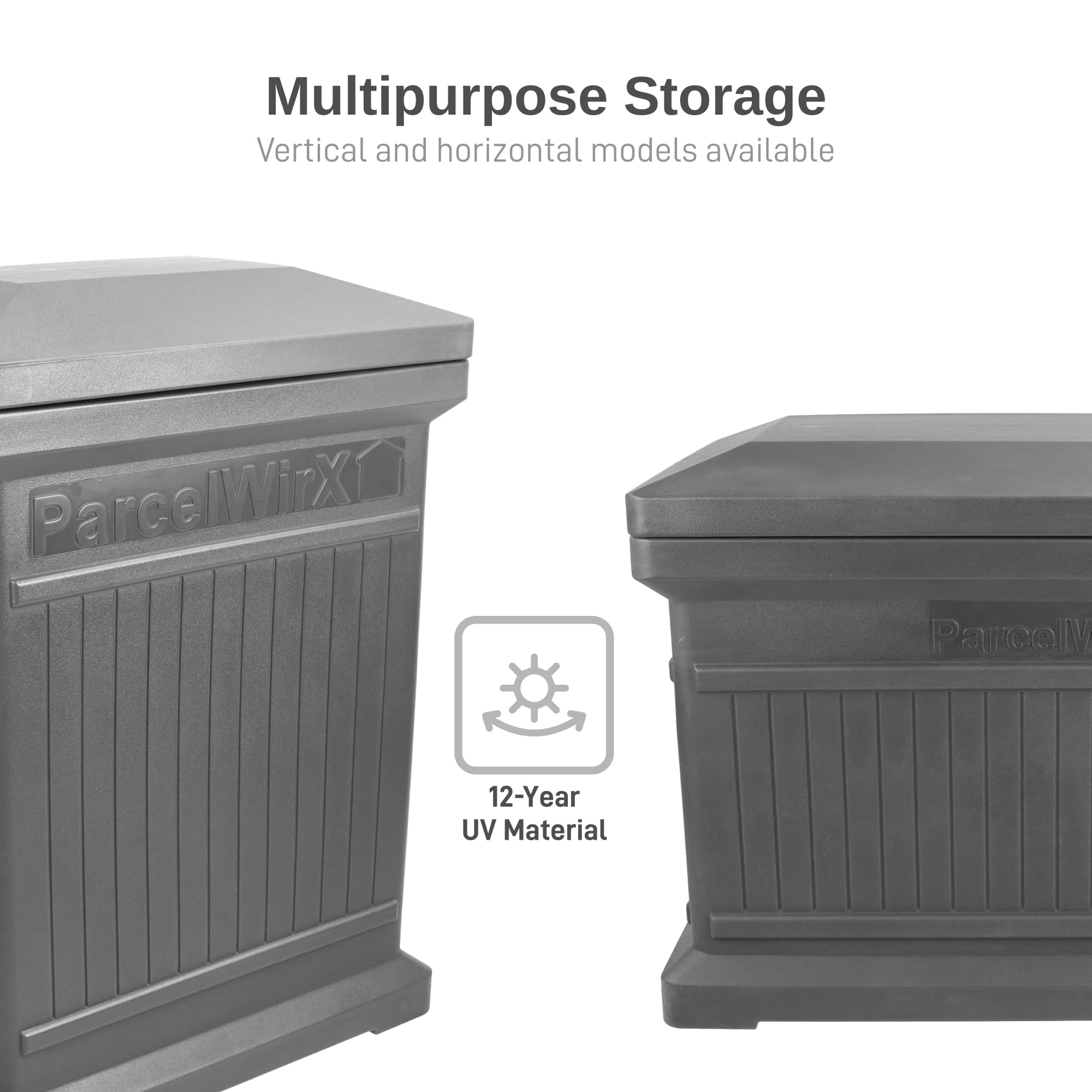 Premium Horizontal Storage Cabinet & Package Delivery Box with Lift-Off Lid - Graphite | Secure Mail & Parcel Organization for Home, Office & Business Use