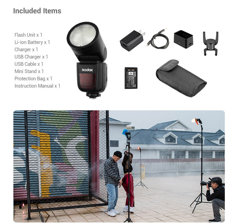 Godox V1 Flash Speedlight for Sony Cameras - Professional TTL On-Camera Flash with Round Head, 2.4G Wireless System - Perfect for Portrait, Wedding, and Event Photography